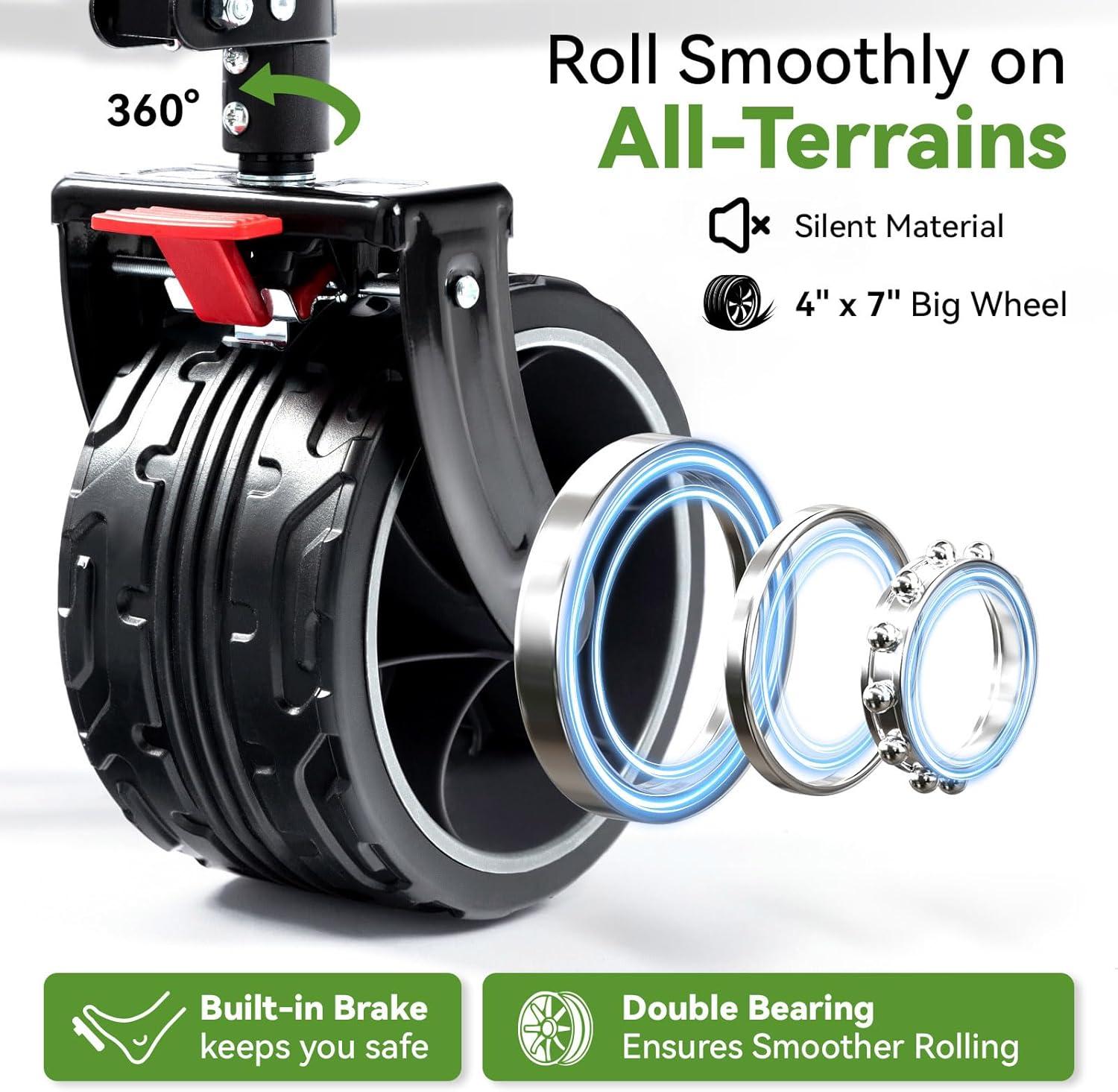 imageHikenture Collapsible Wagon Cart 330lbs Capacity Beach Wagons with Big Wheels for Sand Heavy Duty Foldable Cart with Brakes Portable Utility Folding Garden Cart for OutdoorBlackgrey