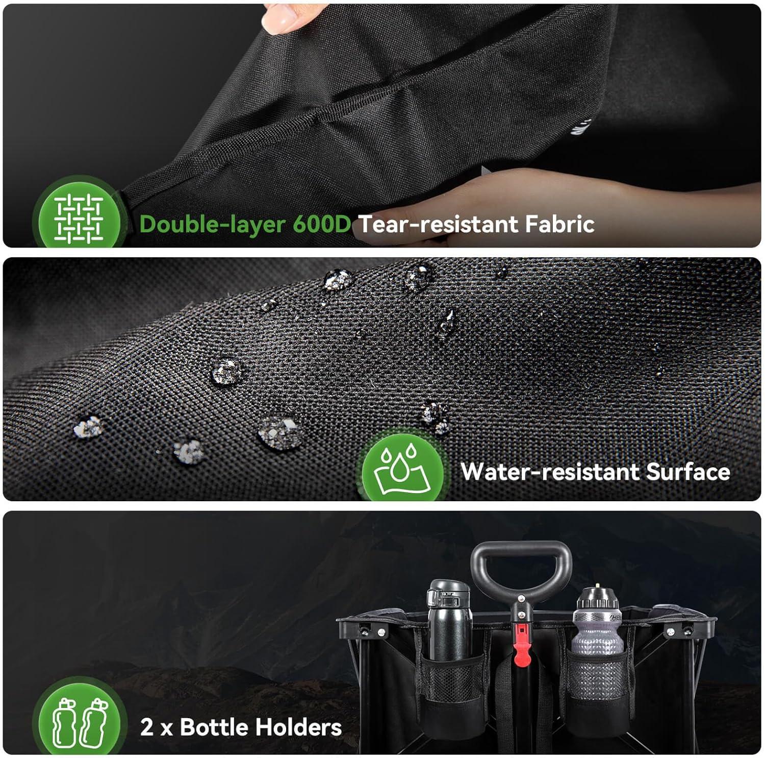 imageHikenture Extended Collapsible Wagon 500 LBS Wagons Carts Foldable Heavy Duty Beach Wagon with Big Wheels for Sand 300L Large Capacity Foldable Wagons Utility Grocery Cart for Garden Sports