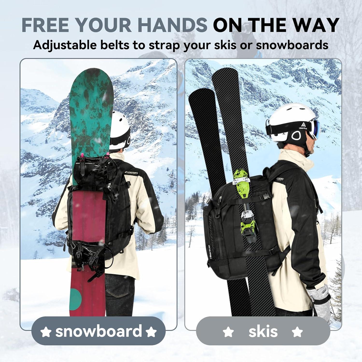 imageHikenture Ski Boot Bag Backpack 50L Padded Ski Bag ampamp Snowboard Boot Bag with Drain Holes Large Capacity WaterResistant Ski Travel Bag for Ski Boots Helmet Goggles Clothes Gloves Snowboard GearBlack