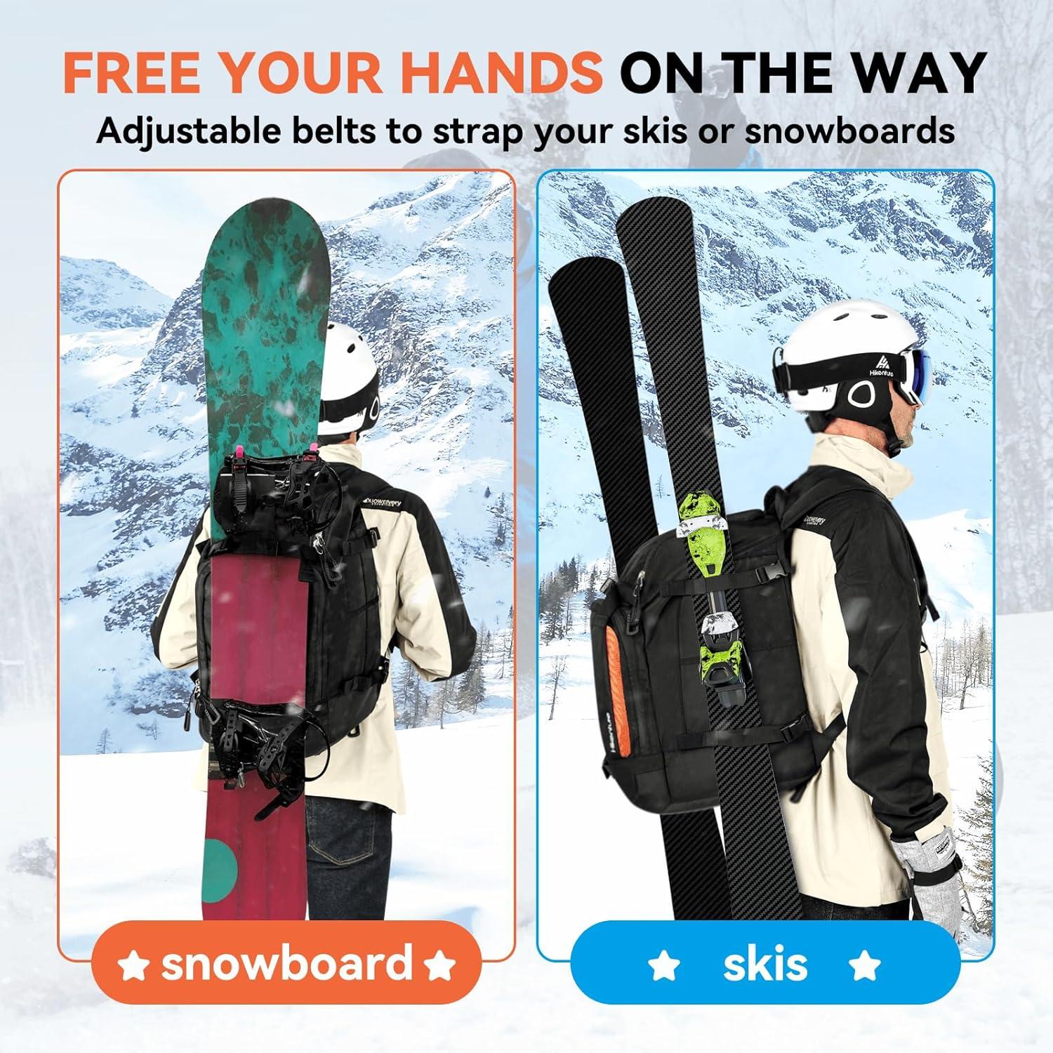 imageHikenture Ski Boot Bag Backpack 50L Padded Ski Bag ampamp Snowboard Boot Bag with Drain Holes Large Capacity WaterResistant Ski Travel Bag for Ski Boots Helmet Goggles Clothes Gloves Snowboard GearOrange