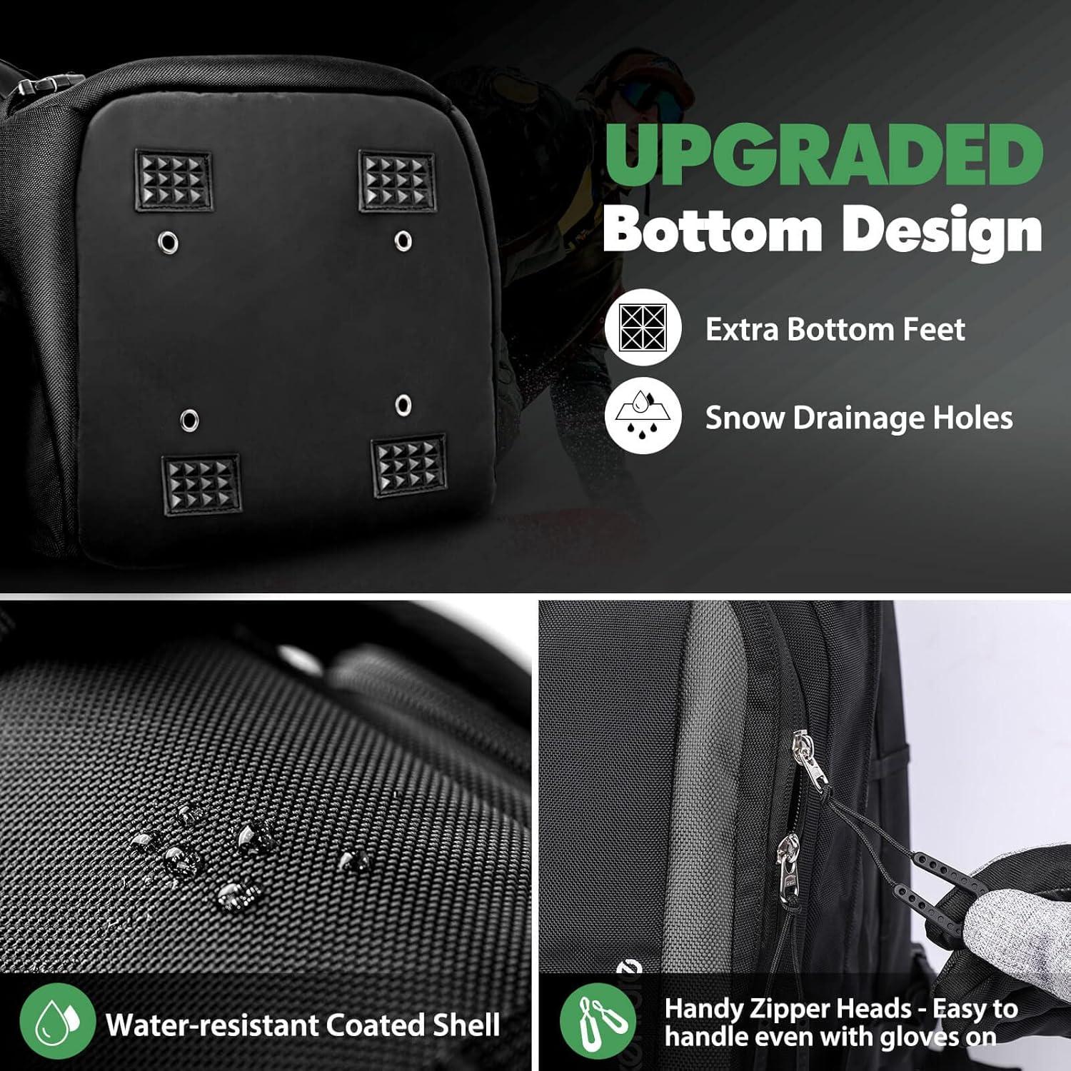 imageHikenture Ski Boot Bag Backpack 50L Padded Ski Bag ampamp Snowboard Boot Bag with Drain Holes Large Capacity WaterResistant Ski Travel Bag for Ski Boots Helmet Goggles Clothes Gloves Snowboard GearGrey