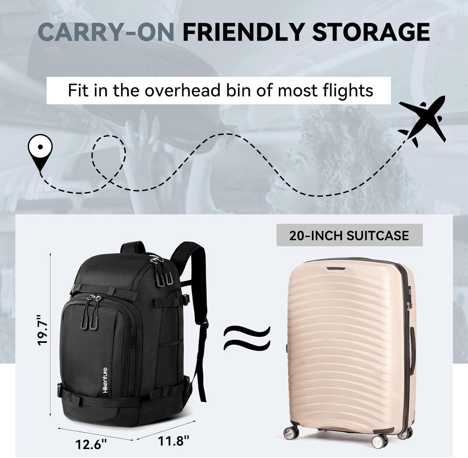 imageHikenture Ski Boot Bag Backpack 50L Padded Ski Bag ampamp Snowboard Boot Bag with Drain Holes Large Capacity WaterResistant Ski Travel Bag for Ski Boots Helmet Goggles Clothes Gloves Snowboard GearBlack