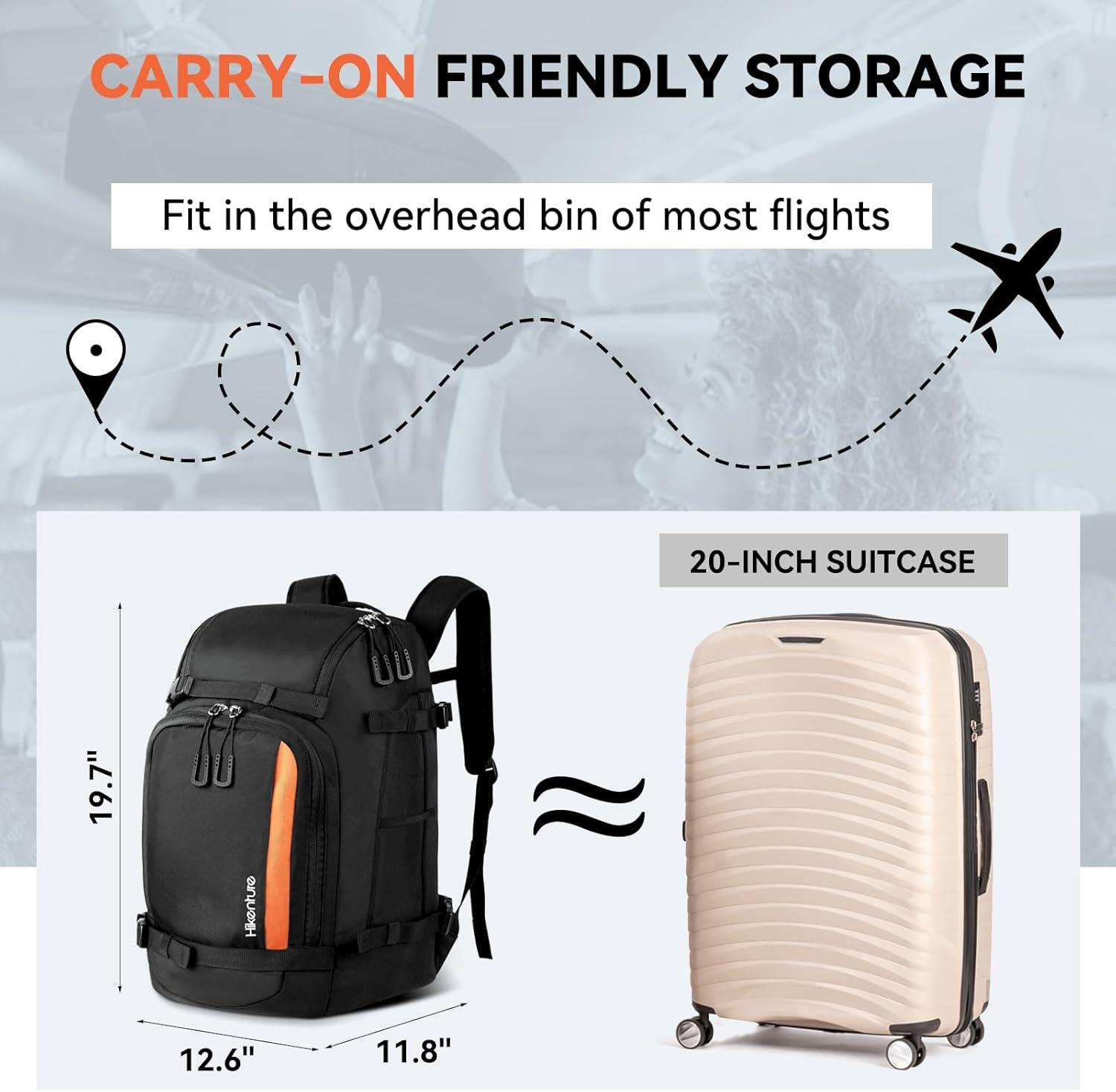 imageHikenture Ski Boot Bag Backpack 50L Padded Ski Bag ampamp Snowboard Boot Bag with Drain Holes Large Capacity WaterResistant Ski Travel Bag for Ski Boots Helmet Goggles Clothes Gloves Snowboard GearOrange