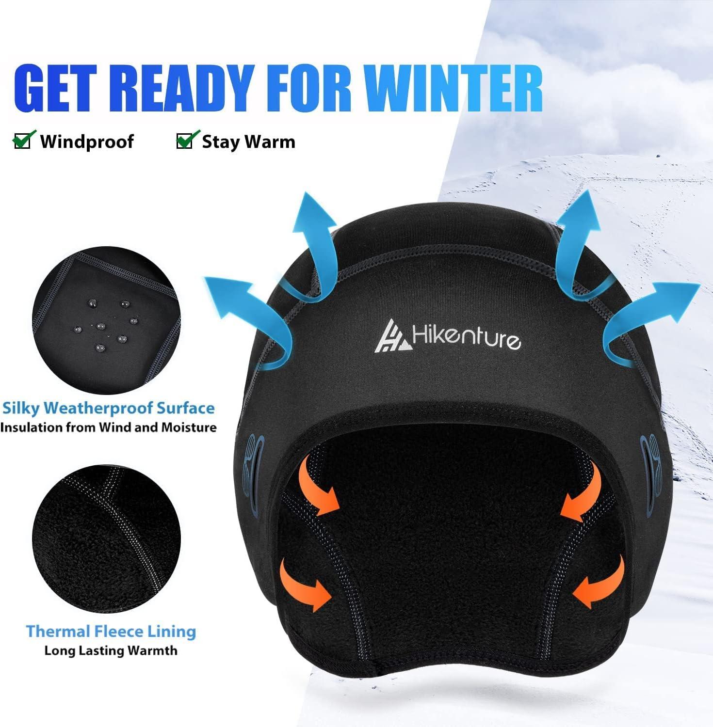 imageHikenture Skull Cap Helmet Liner and Ski Gloves for Winter Thermal Cycling Cap and 3M Thinsulate Waterproof Snowboard Gloves for Men ampamp Women Cycling Hat and Touchscreen Snowmobile Gloves Size L