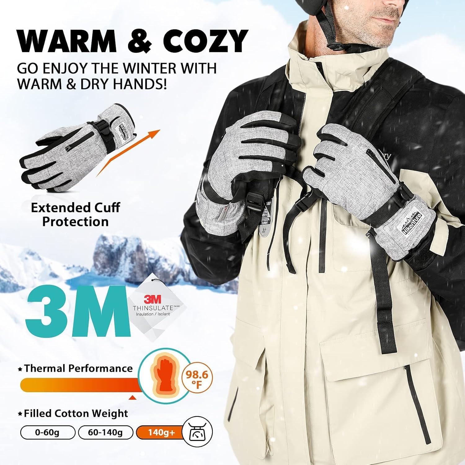 imageHikenture Skull Cap Helmet Liner and Ski Gloves for Winter Thermal Cycling Cap and 3M Thinsulate Waterproof Snowboard Gloves for Men ampamp Women Cycling Hat and Touchscreen Snowmobile Gloves Size L