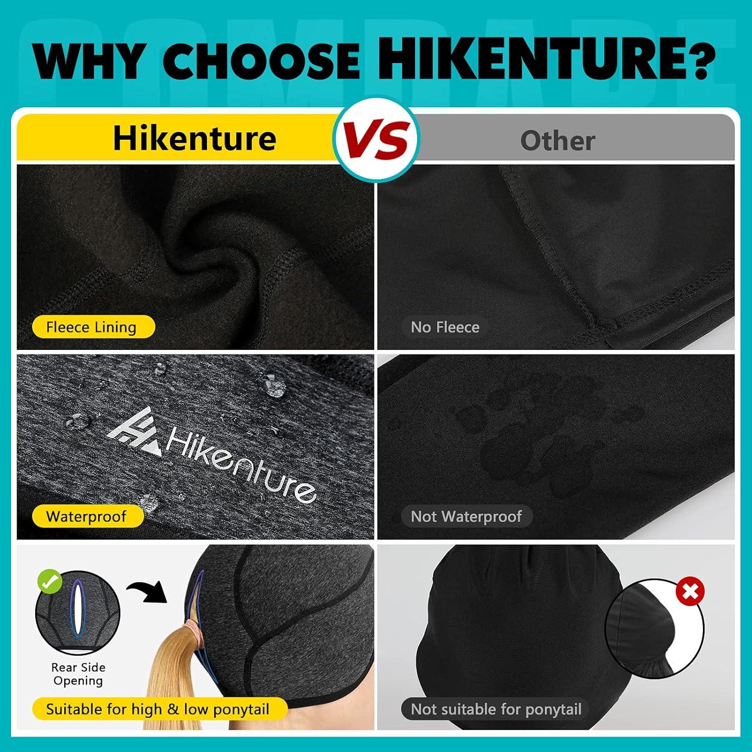 imageHikenture Womens Skull Cap with Ponytail HoleWinter Running Beanie Hat Cold Weather Thermal Cycling Helmet Liner with FleeceGrey