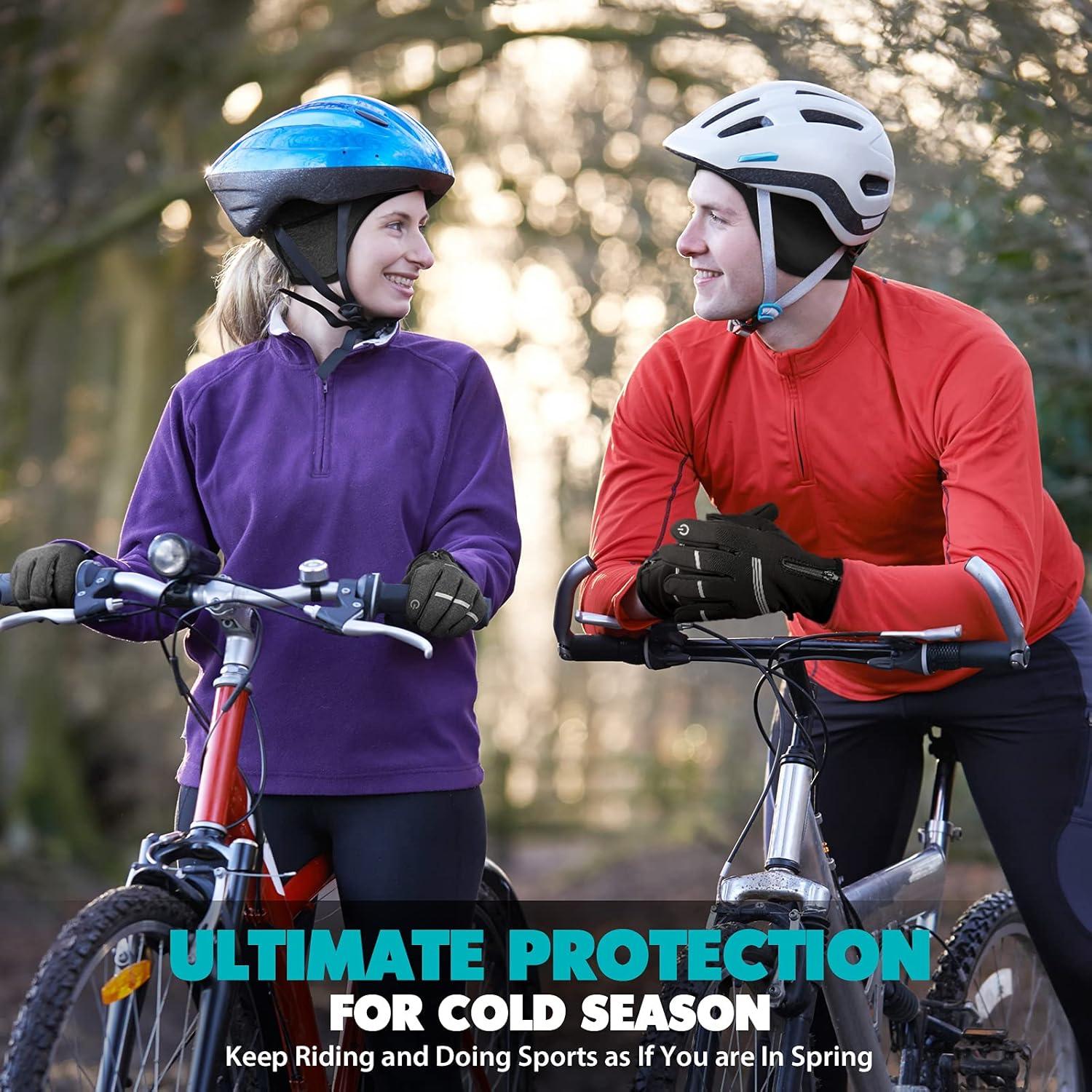 imageHikenture Womens Skull Cap with Ponytail HoleWinter Running Beanie Hat Cold Weather Thermal Cycling Helmet Liner with FleeceGrey