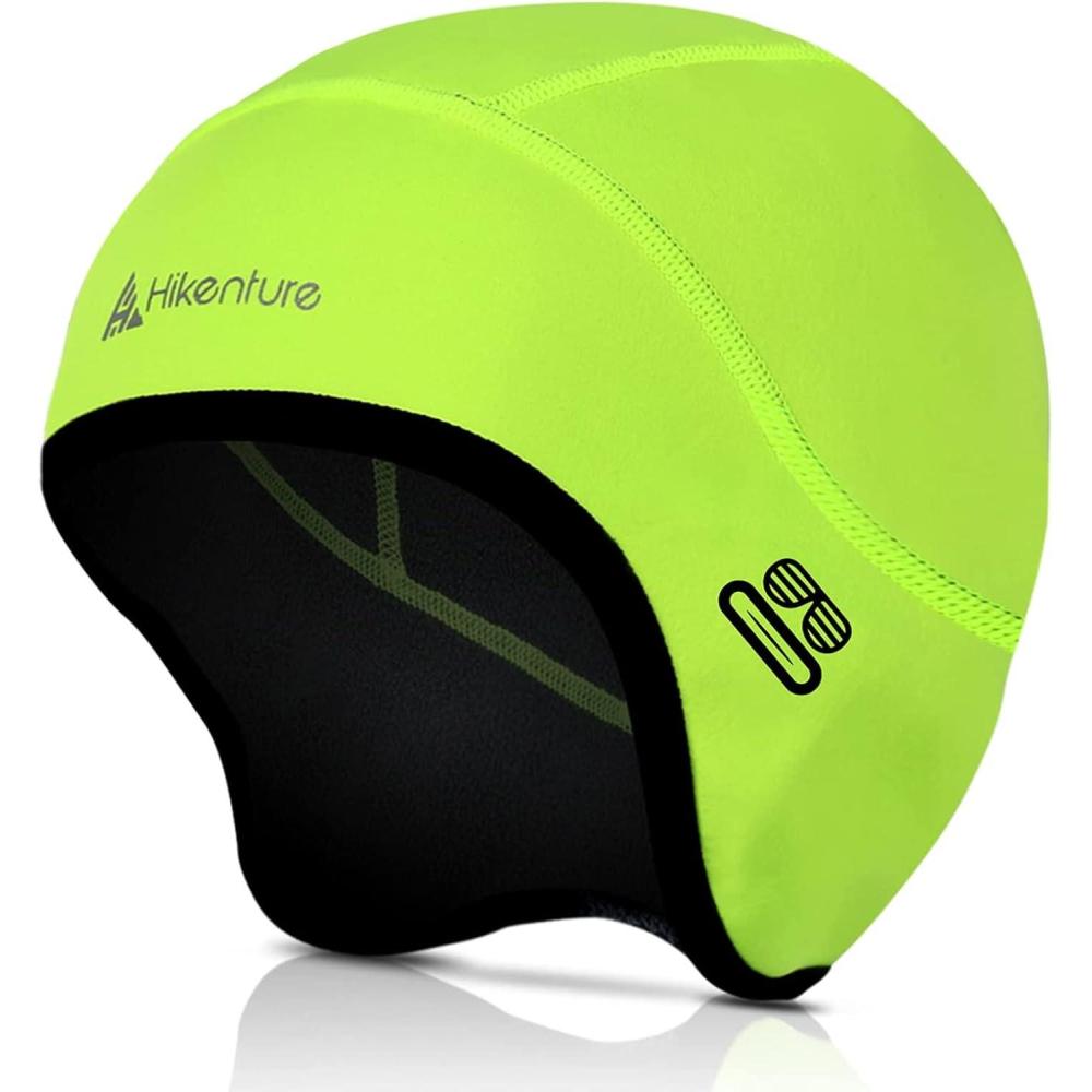 imageHikenture Skull Cap Helmet Liner with Glasses Holes Winter Thermal Cycling Cap for Men ampamp Women Cycling Hat BeanieFluorescent Green