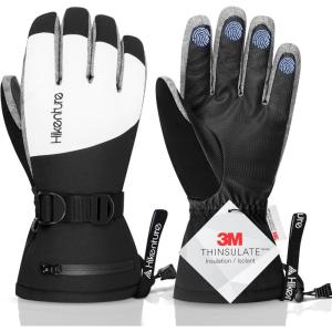 Hikenture Ski Gloves for Men Women-3M Thinsulate Snow Gloves Waterproof Insulated -Winter Snowboarding Gloves,Warm Touchscreen Snowmobile Gloves(Grey)