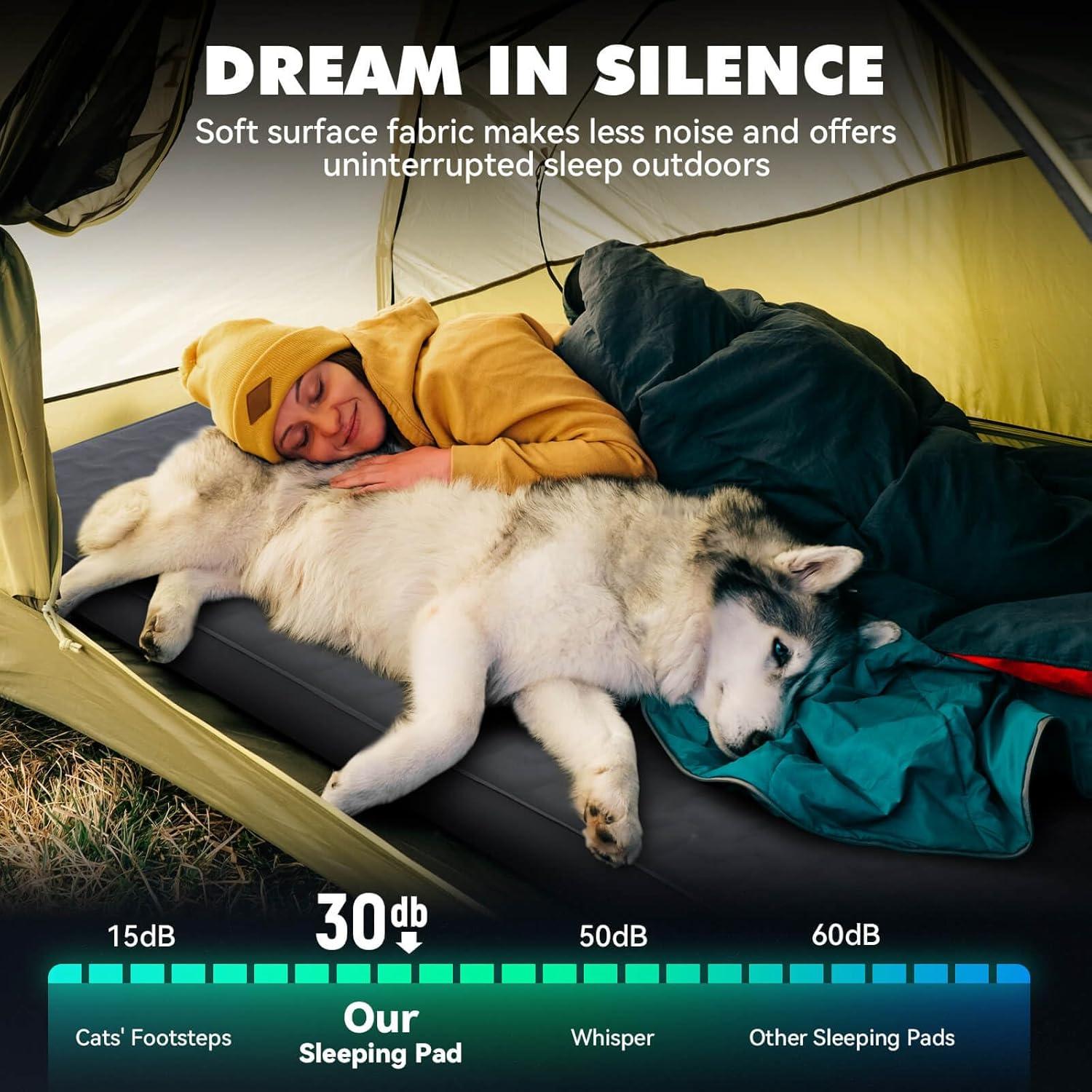 imageHikenture 4quot Thick Self Inflating Sleeping Pad Foam ampamp Air Camping Mattress 95 RValue Insulated Sleeping Mat Portable All Season Camping Pad for Tent Car Cot TruckSingle 8028