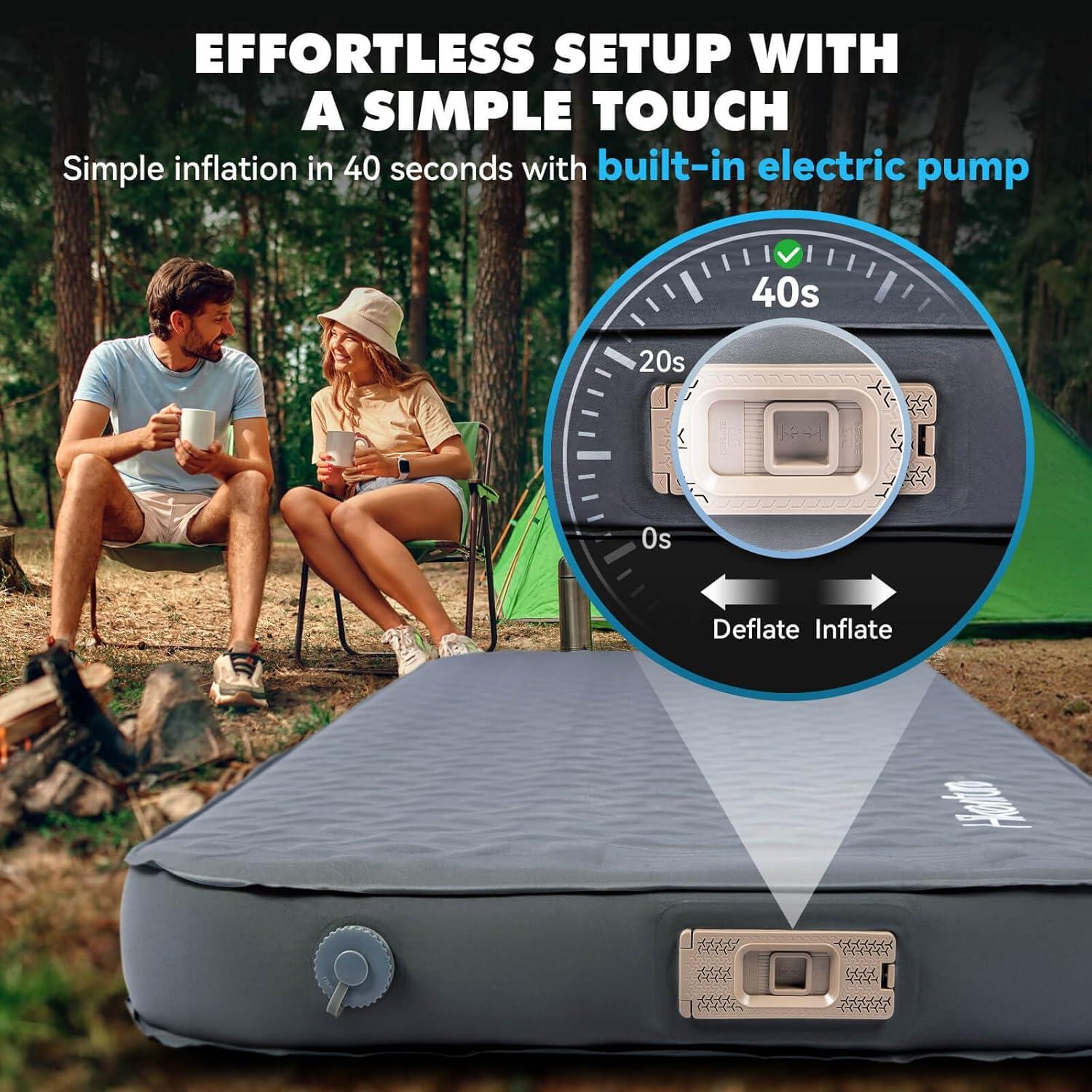 imageHikenture 4quot Thick Self Inflating Sleeping Pad Foam ampamp Air Camping Mattress 95 RValue Insulated Sleeping Mat Portable All Season Camping Pad for Tent Car Cot TruckSingle 8028