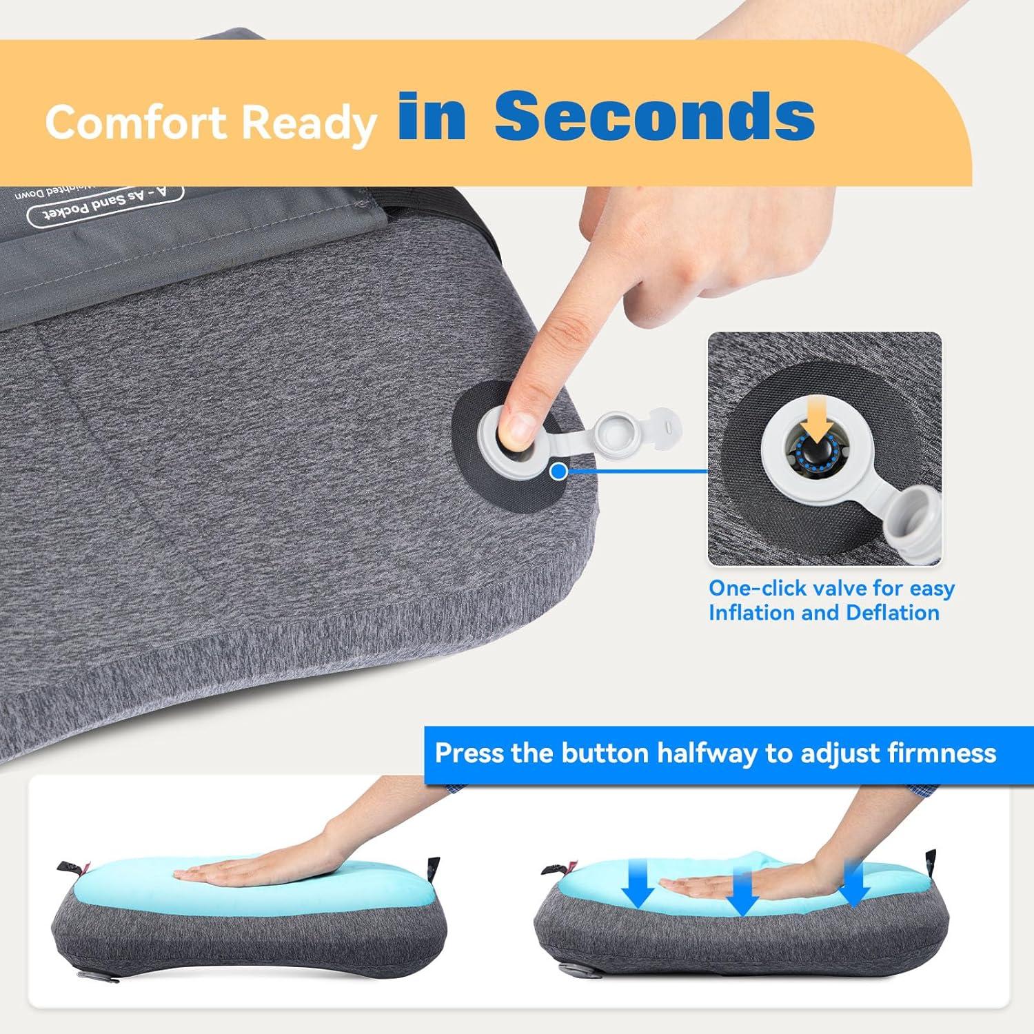 imageHikenture Beach Pillow for Sand Washable Inflatable Pillows for Pool Portable Camping Pillows with Removable Cover Soft Air Sand Pillow Builtin Sandbag 12