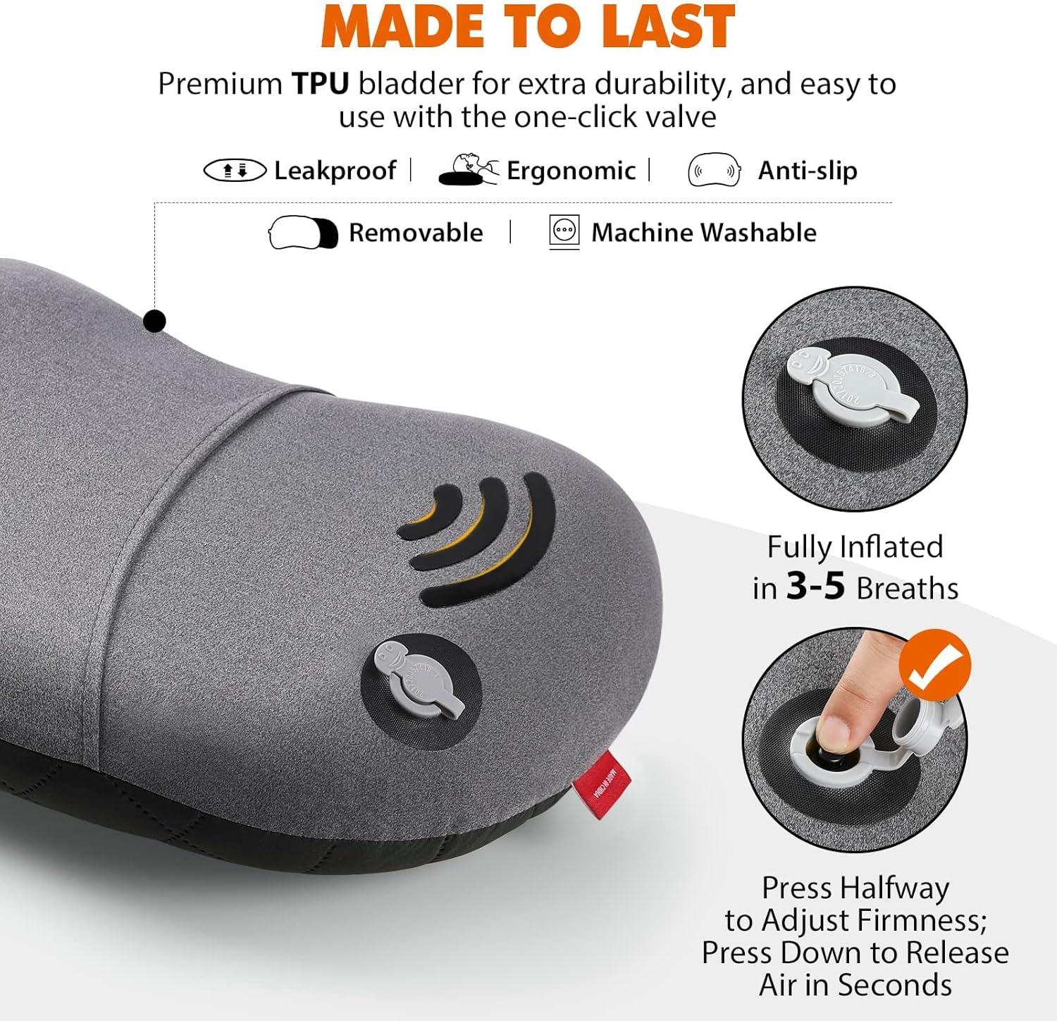 imageHikenture Camping Pillow Inflatable Washable Backpacking Pillow for Sleeping Ultralight Blow Up Pillows with Removable Cover PortableampampCompact Hiking Pillow for Beach Travel OutdoorGreenGrey