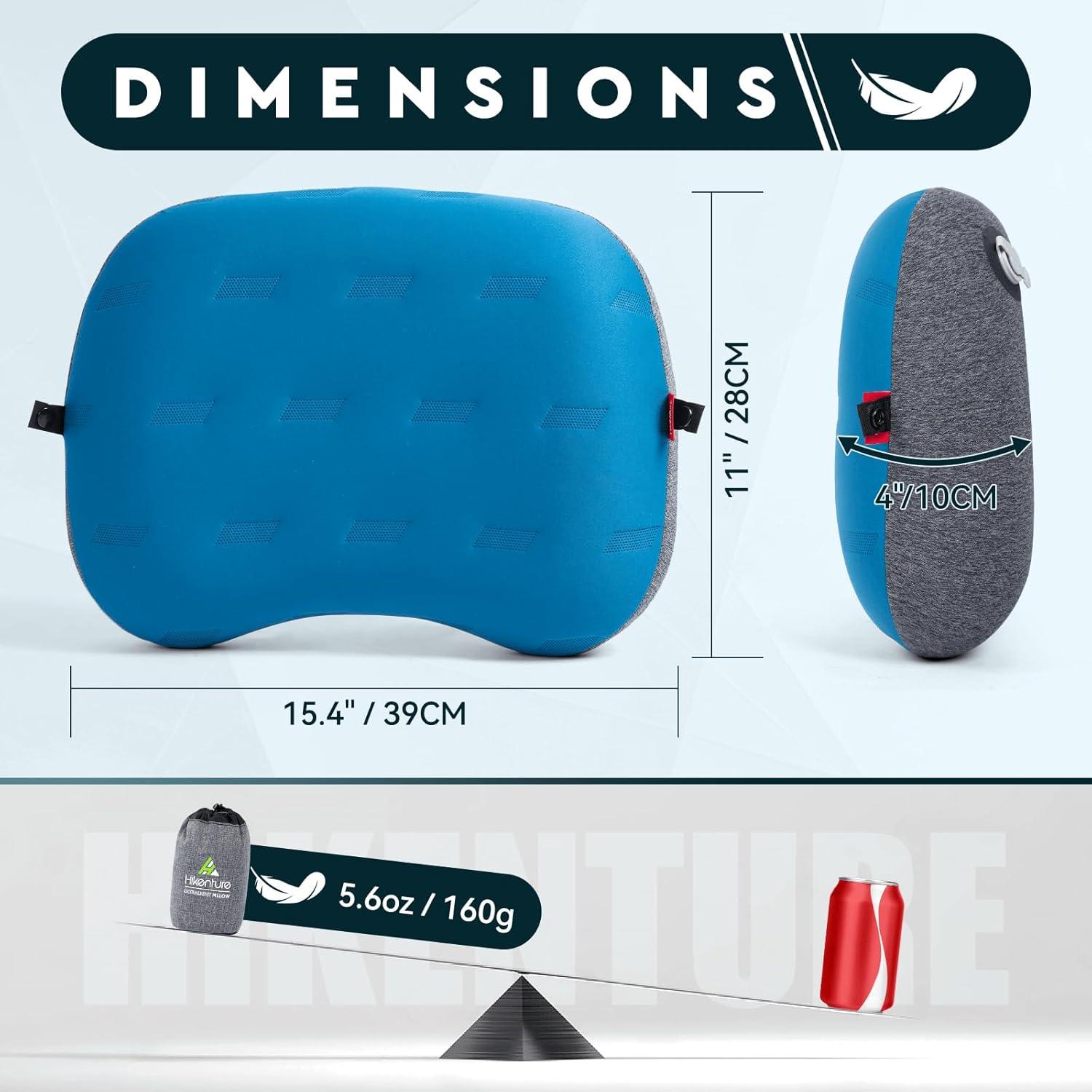 imageHikenture Camping Pillow Ultralight Inflatable Pillows with Removable Cover Compact Portable Backpacking Pillow Ergonomic Blow Up Camp Pillows Washable Air Pillow for Hiking Beach Travel GreyBlue