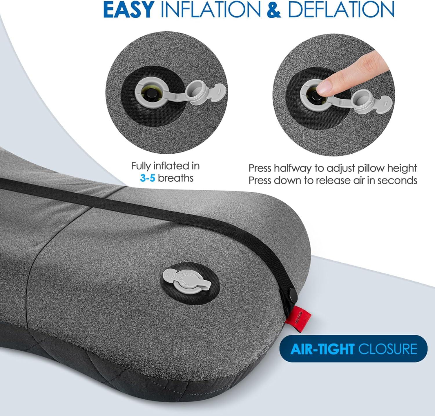 imageHikenture Camping Pillow with Removable Cover  Ultralight Inflatable Pillow for Neck Lumbar Support  Upgrade Backpacking Pillow  Washable Travel Air Pillows for Camping Hiking BackpackingBlack