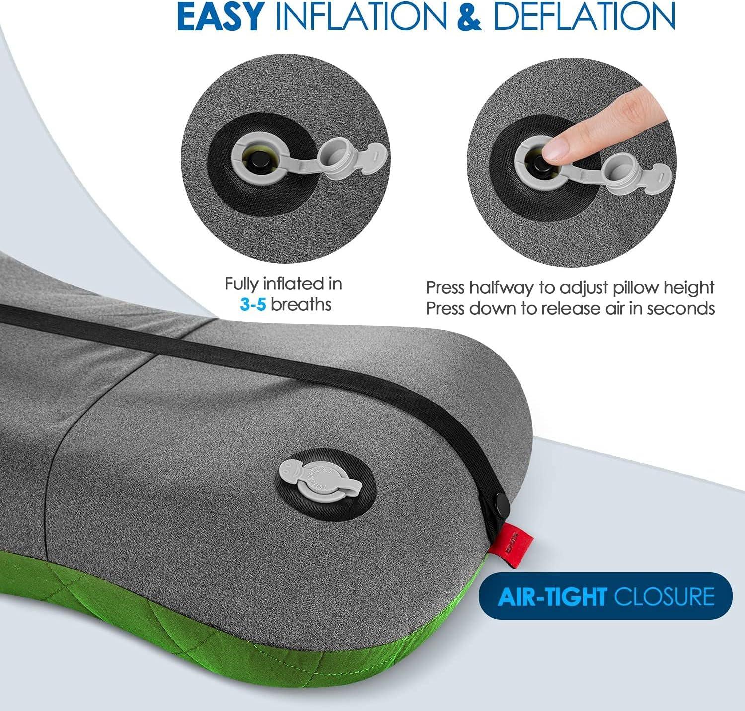 imageHikenture Camping Pillow with Removable Cover  Ultralight Inflatable Pillow for Neck Lumbar Support  Upgrade Backpacking Pillow  Washable Travel Air Pillows for Camping Hiking BackpackingGreen