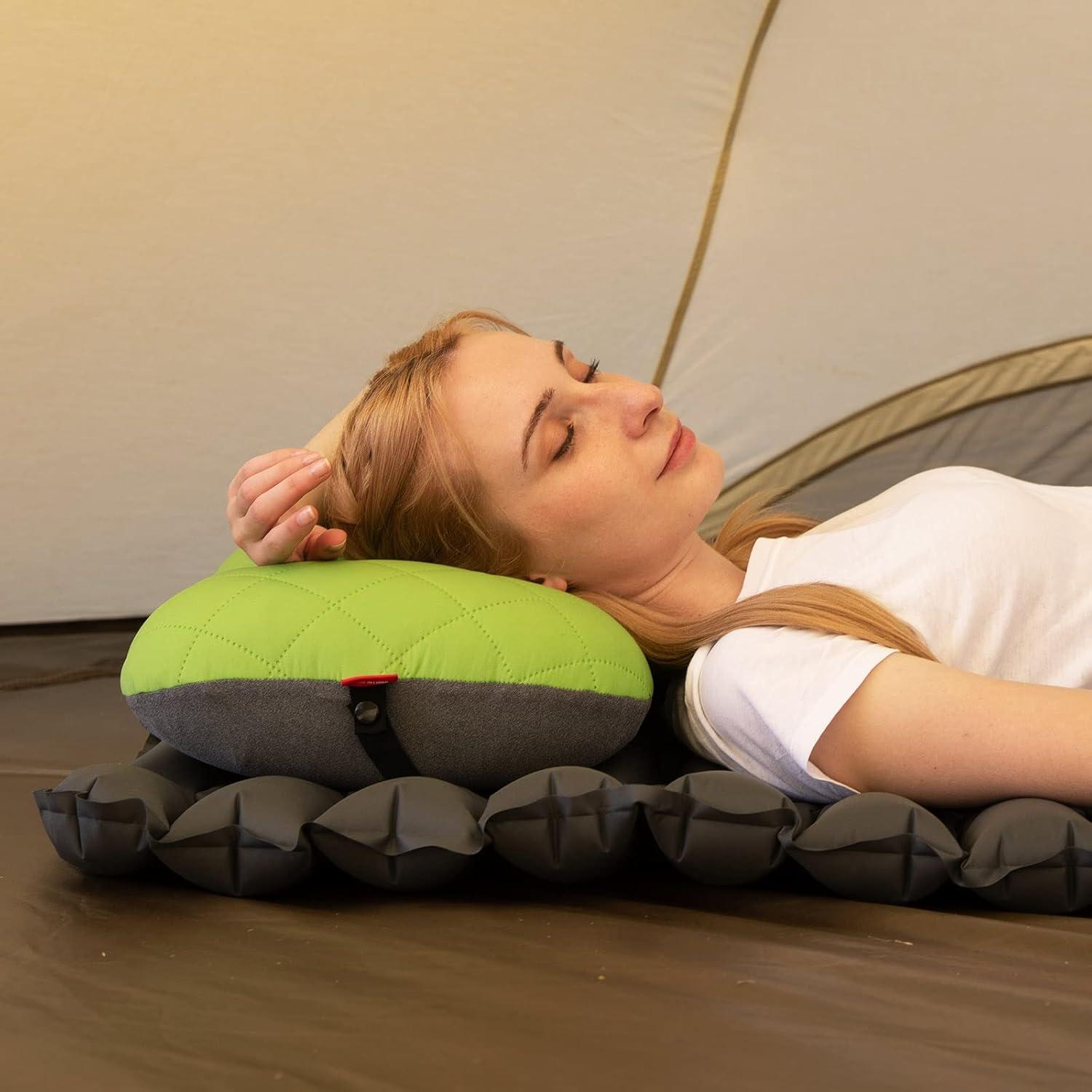 imageHikenture Camping Pillow with Removable Cover  Ultralight Inflatable Pillow for Neck Lumbar Support  Upgrade Backpacking Pillow  Washable Travel Air Pillows for Camping Hiking BackpackingGreen