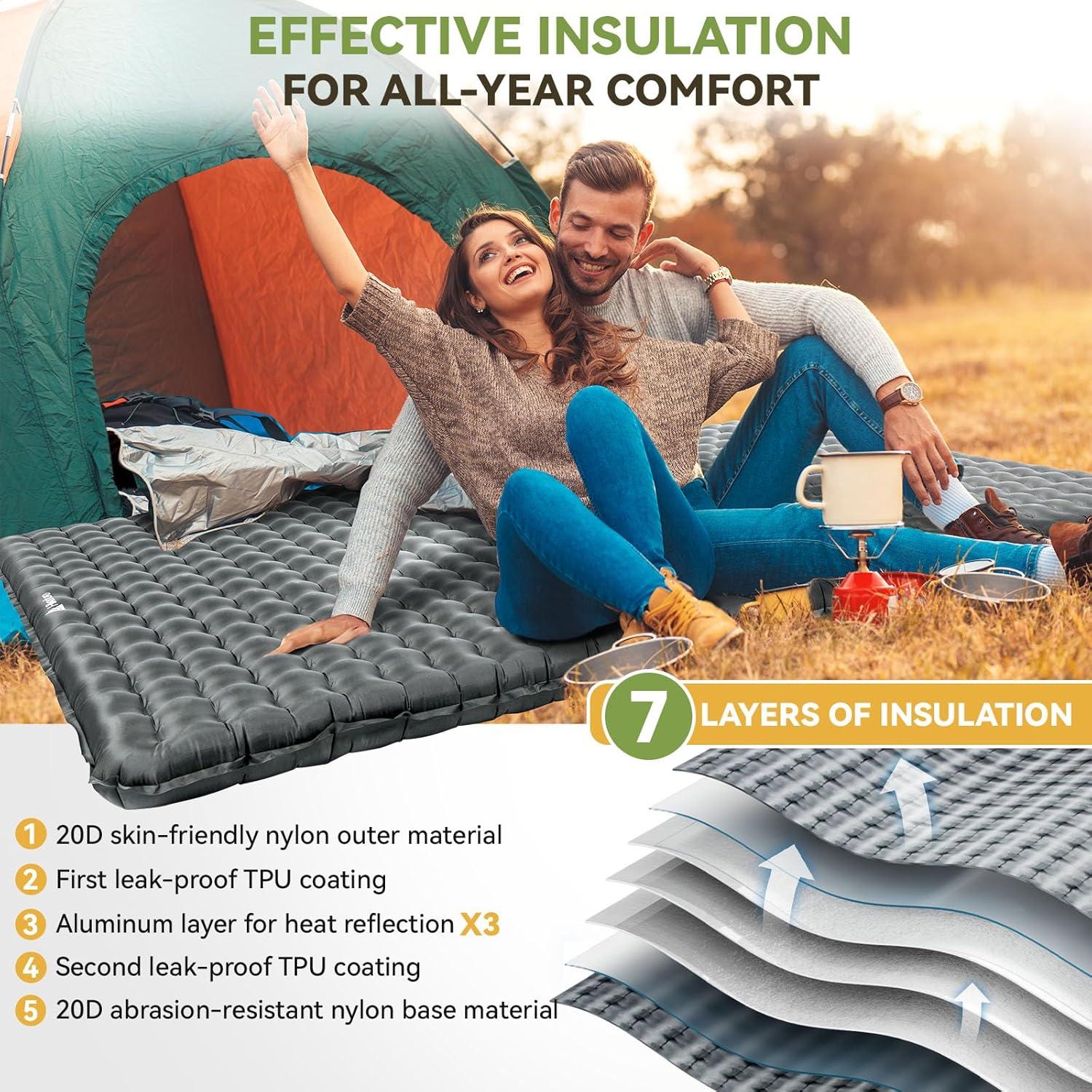 imageHikenture Camping Sleeping Pad with 62 RValue Ultralight Camping Mattress for All Season Compact ampamp Insulated Sleeping Mat for BackpackingHikingOutdoorGrey