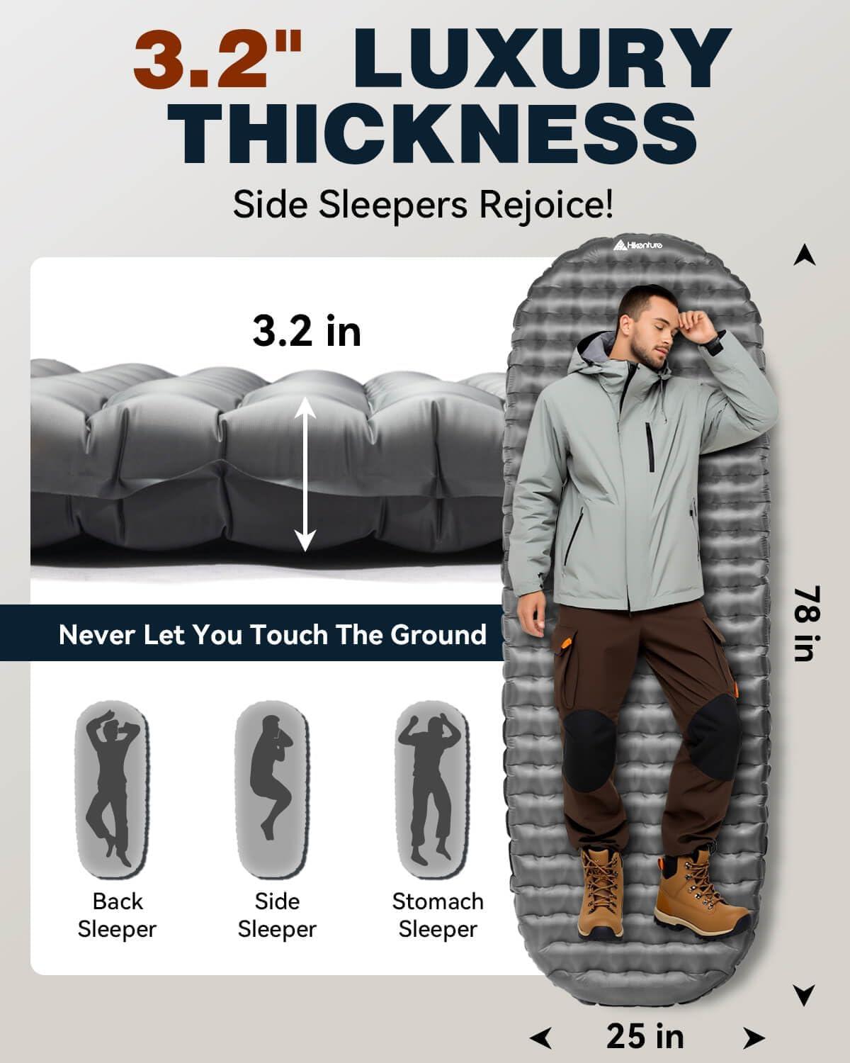 imageHikenture Camping Sleeping Pad with 62 RValue Ultralight Camping Mattress for All Season Compact ampamp Insulated Sleeping Mat for BackpackingHikingOutdoorGrey