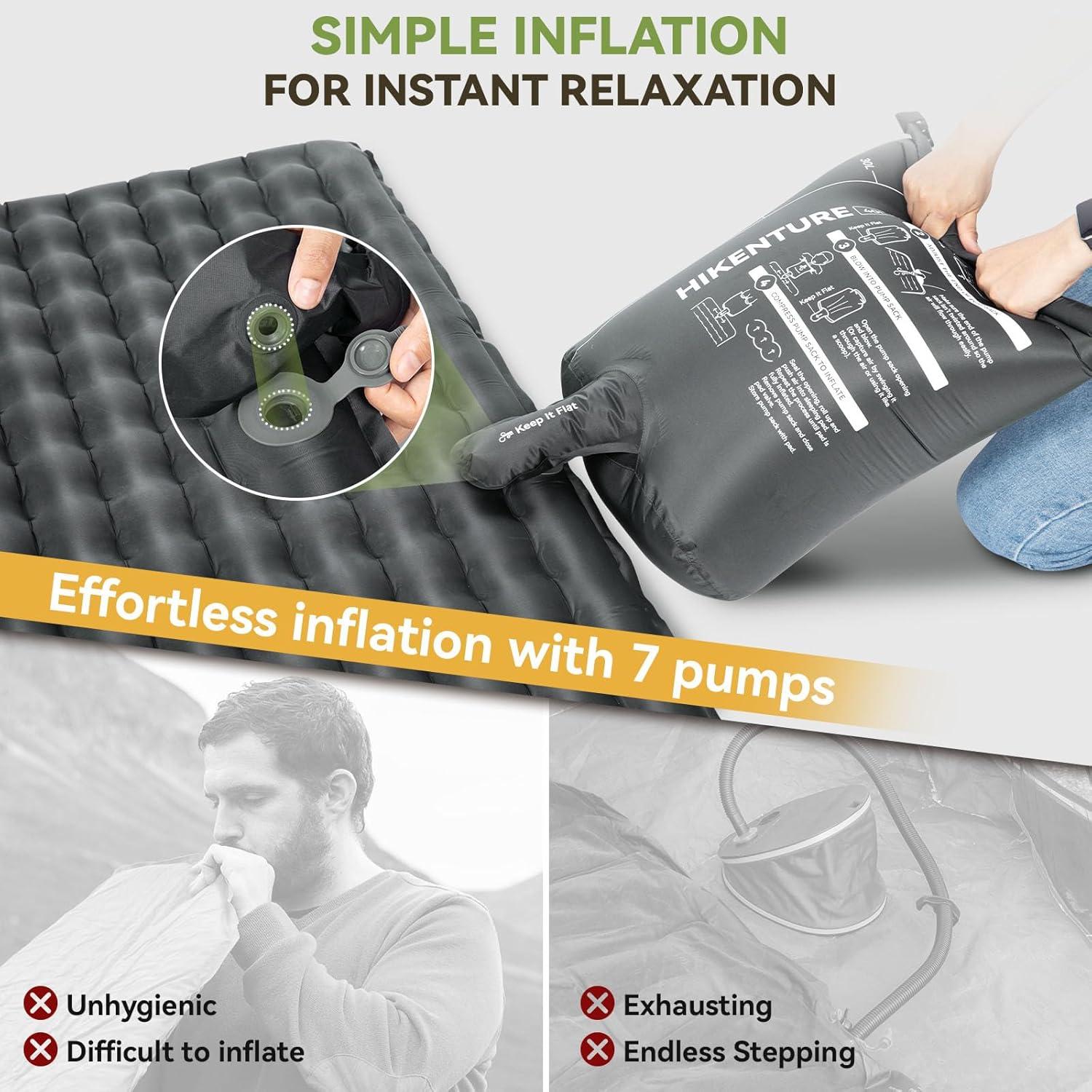 imageHikenture Camping Sleeping Pad with 62 RValue Ultralight Camping Mattress for All Season Compact ampamp Insulated Sleeping Mat for BackpackingHikingOutdoorGrey