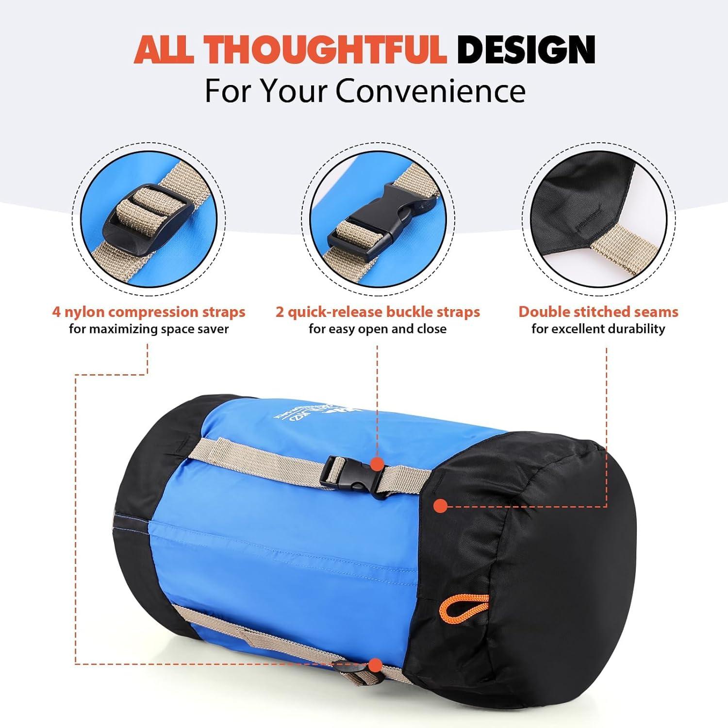 imageHikenture Compression Sack for Sleeping Bag Upgrade AntiTear Nylon Sleeping Bag Stuff Sack 10L14L20L30L WaterResistant Compression Bag Storage BagBlue