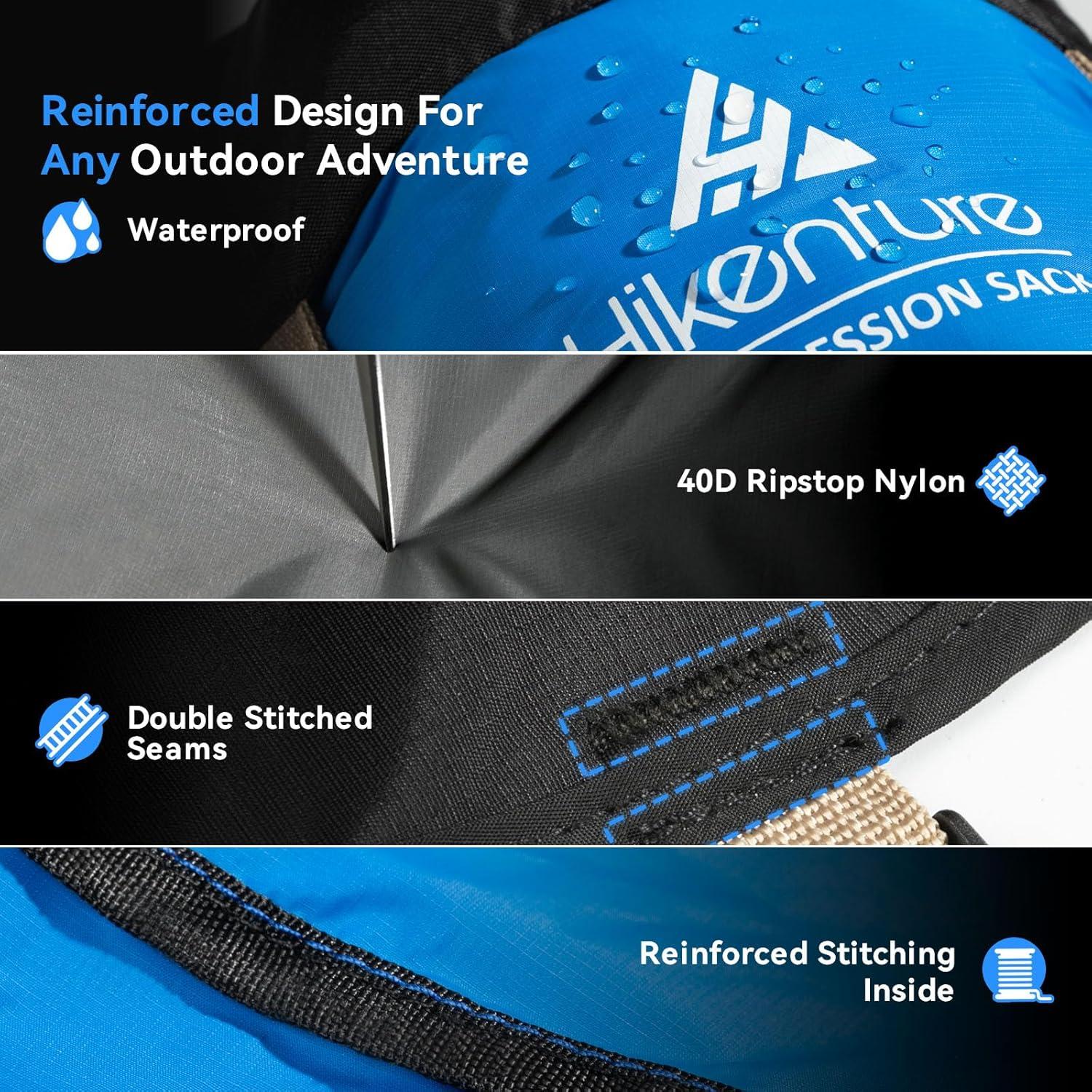 imageHikenture Compression Sack for Sleeping Bag Upgrade AntiTear Nylon Sleeping Bag Stuff Sack 10L14L20L30L WaterResistant Compression Bag Storage BagBlue