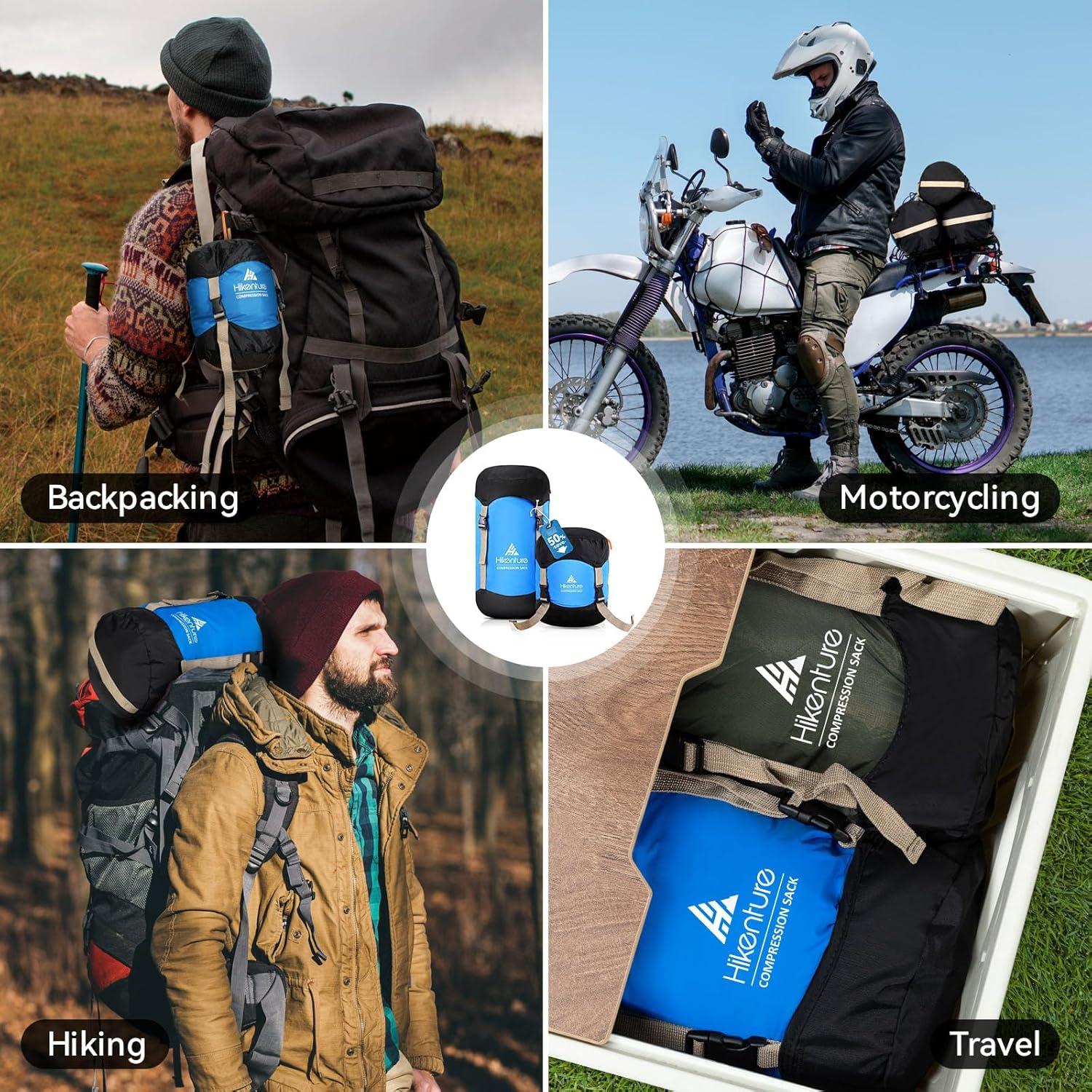 imageHikenture Compression Sack for Sleeping Bag Upgrade AntiTear Nylon Sleeping Bag Stuff Sack 10L14L20L30L WaterResistant Compression Bag Storage BagBlue