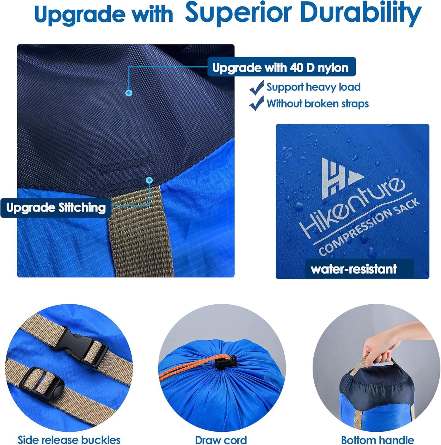 imageHikenture Compression Sack for Sleeping Bag Upgrade AntiTear Nylon Sleeping Bag Stuff Sack 10L14L20L30L WaterResistant Compression Bag Storage BagBlue