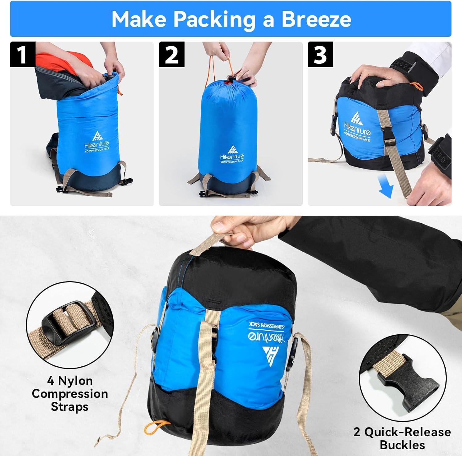 imageHikenture Compression Sack for Sleeping Bag Upgrade AntiTear Nylon Sleeping Bag Stuff Sack 10L14L20L30L WaterResistant Compression Bag Storage BagBlue