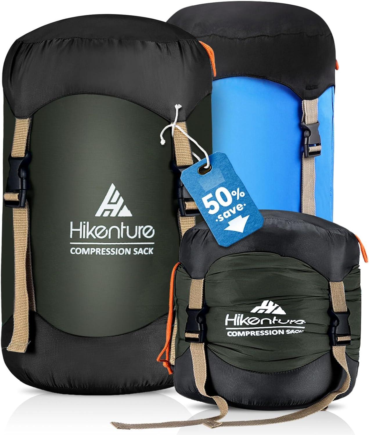 imageHikenture Compression Sack for Sleeping Bag Upgrade AntiTear Nylon Sleeping Bag Stuff Sack 10L14L20L30L WaterResistant Compression Bag Storage BagDark Green