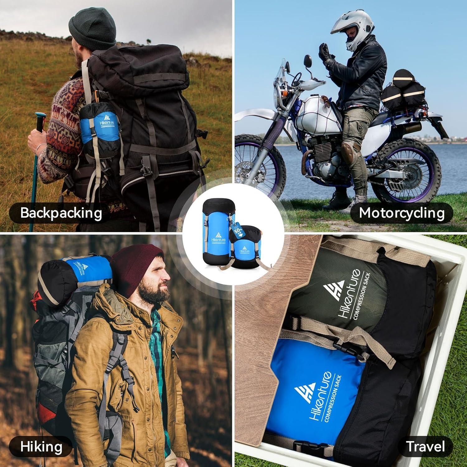 imageHikenture Compression Sack for Sleeping Bag Upgrade AntiTear Nylon Sleeping Bag Stuff Sack 10L14L20L30L WaterResistant Compression Bag Storage BagDark Green