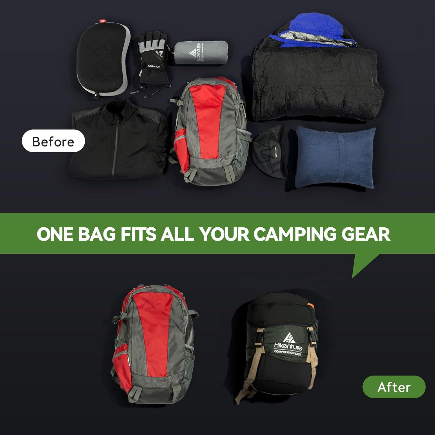 imageHikenture Compression Sack for Sleeping Bag Upgrade AntiTear Nylon Sleeping Bag Stuff Sack 10L14L20L30L WaterResistant Compression Bag Storage BagDark Green