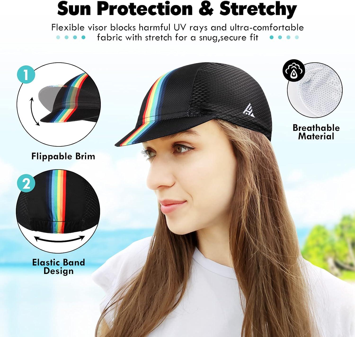imageHikenture Cycling CapCooling Skull Cap Bike Hat with Sun Visor Summer Breathable Helmet Liner Biking Cap for Men WomenBlack