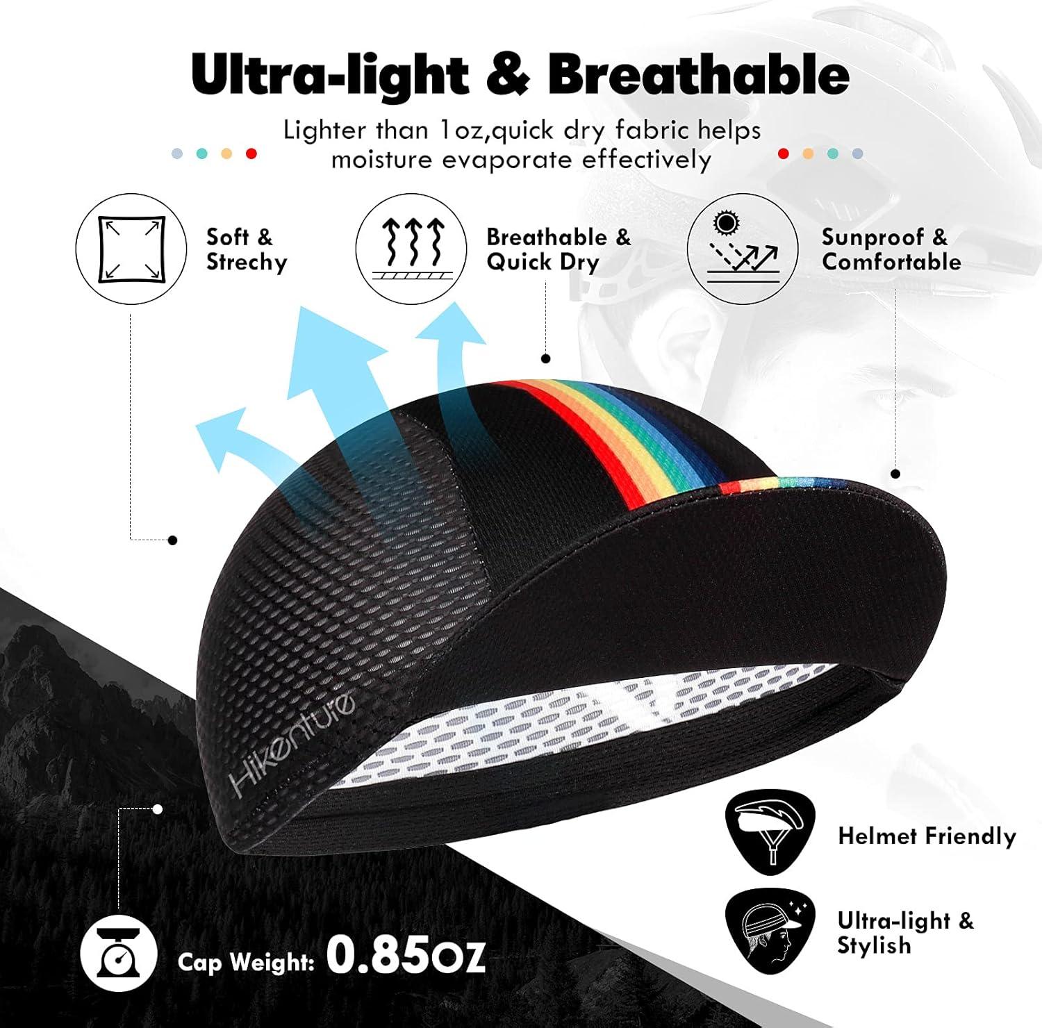 imageHikenture Cycling CapCooling Skull Cap Bike Hat with Sun Visor Summer Breathable Helmet Liner Biking Cap for Men WomenBlack