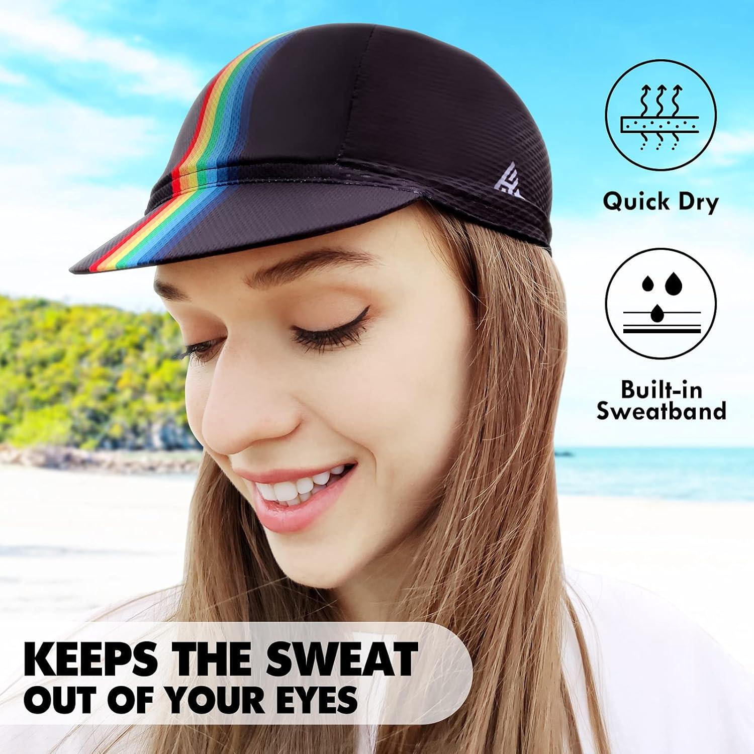 imageHikenture Cycling CapCooling Skull Cap Bike Hat with Sun Visor Summer Breathable Helmet Liner Biking Cap for Men WomenBlack