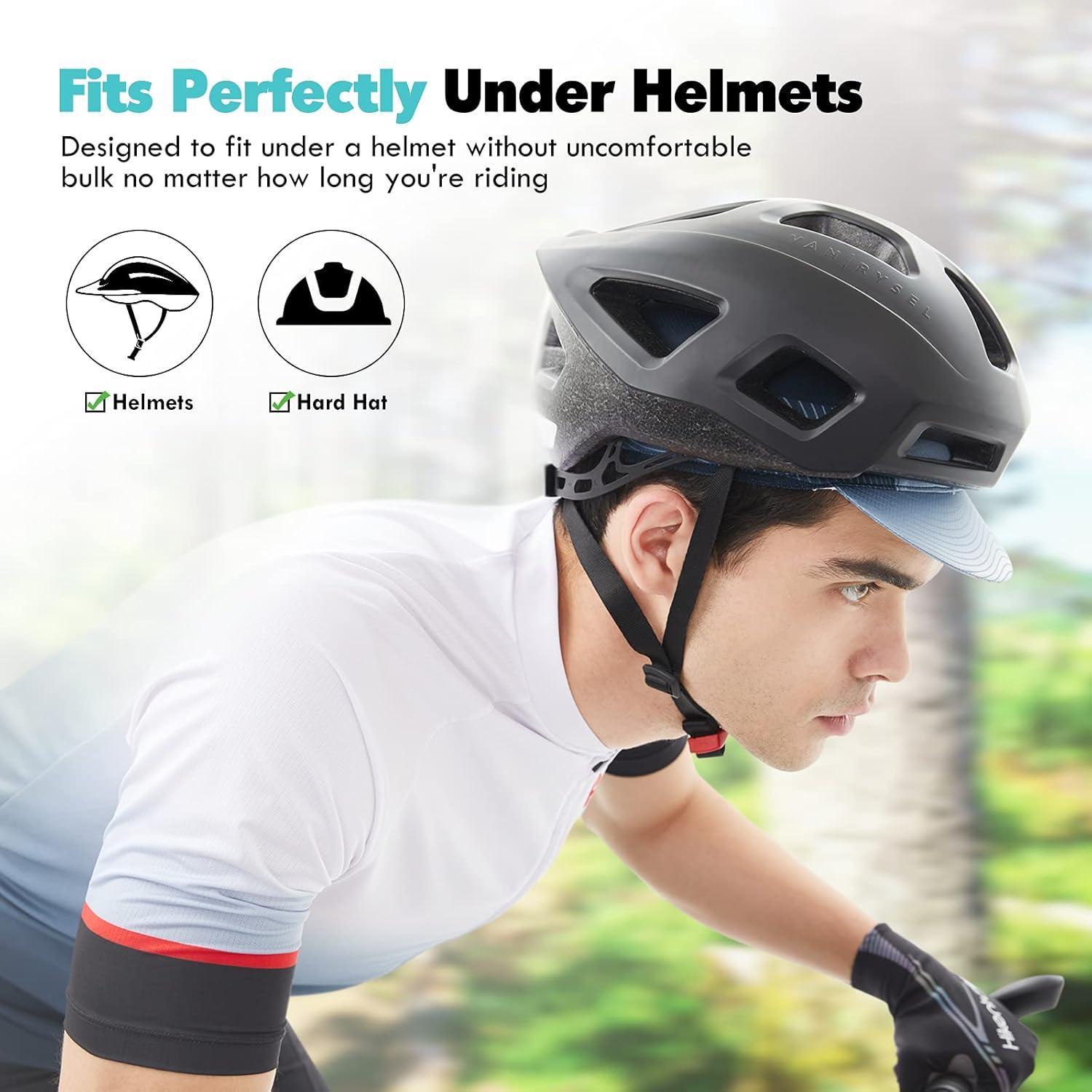 imageHikenture Cycling CapCooling Skull Cap Bike Hat with Sun Visor Summer Breathable Helmet Liner Biking Cap for Men WomenBlack