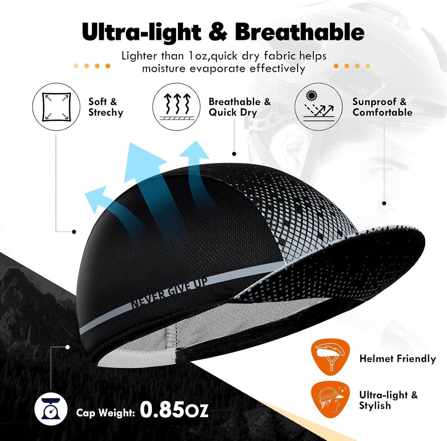 imageHikenture Cycling CapCooling Skull Cap Bike Hat with Sun Visor Summer Breathable Helmet Liner Biking Cap for Men WomenGrey Dot