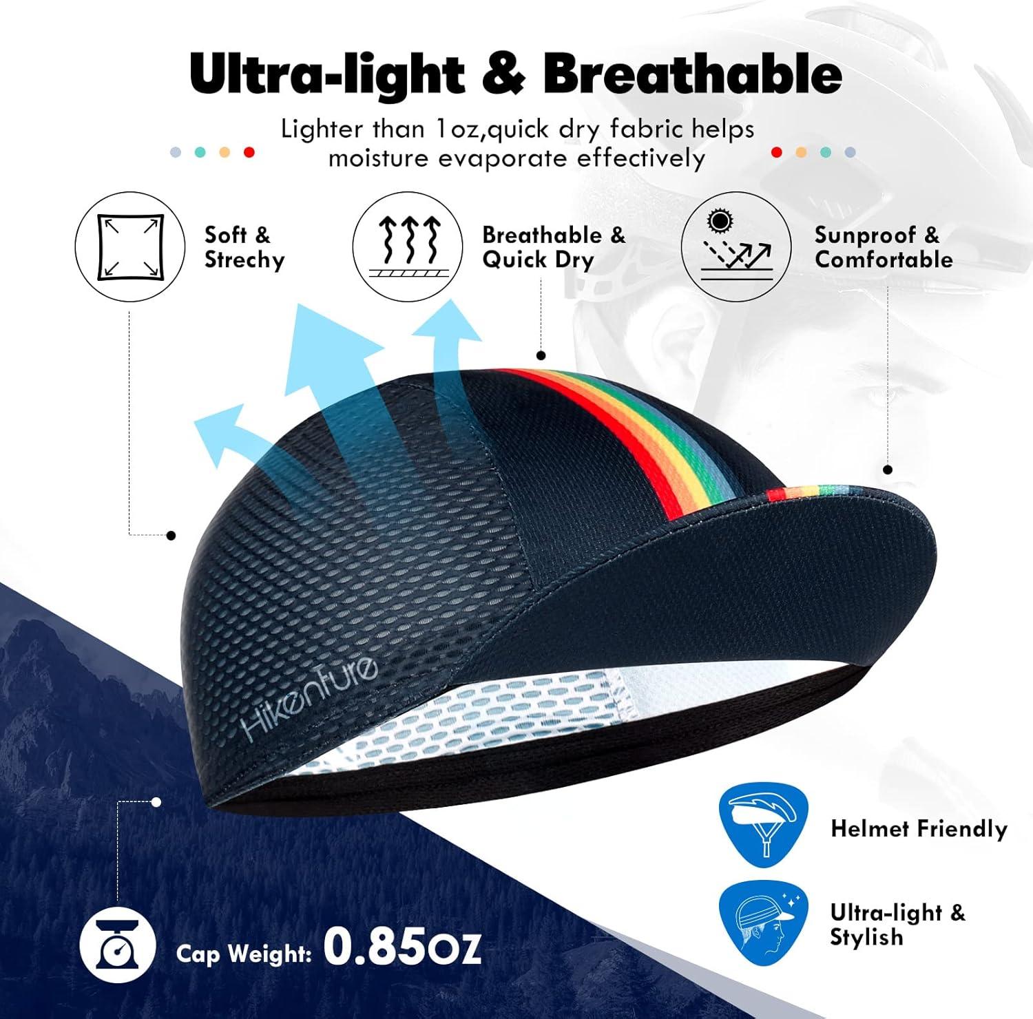 imageHikenture Cycling CapCooling Skull Cap Bike Hat with Sun Visor Summer Breathable Helmet Liner Biking Cap for Men WomenNavy