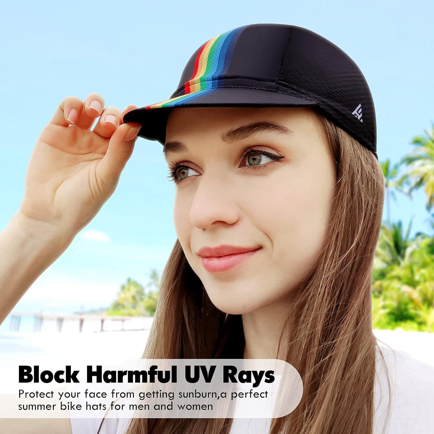 imageHikenture Cycling CapCooling Skull Cap Bike Hat with Sun Visor Summer Breathable Helmet Liner Biking Cap for Men WomenNavy