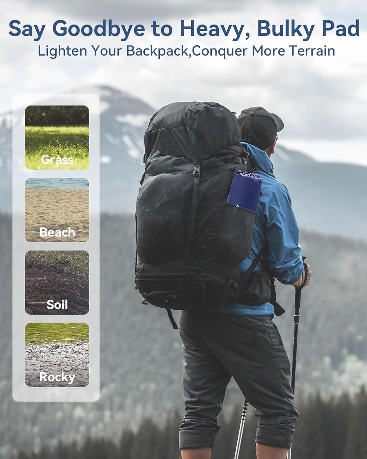 imageHikenture Double Sleeping Pad for Camping Ultralight 4quot ExtraThick Camping Mattress 2 Person Inflatable Backpacking Sleeping Mat Hiking Air Mattress for Tent Foot PumpMedium