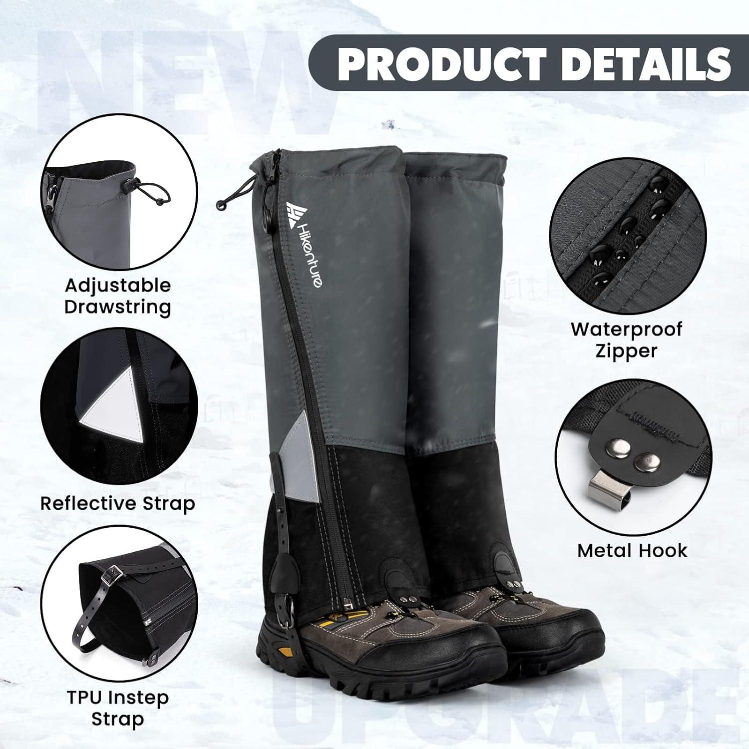 imageHikenture Gaiters for Hiking Waterproof Leg Gaiters with Upgraded Zipper Design Lightweight Shoe Gaiters for Men Women DirtProof Ripstop Hiking Gaiters Breathable Boot Gators for Hunting