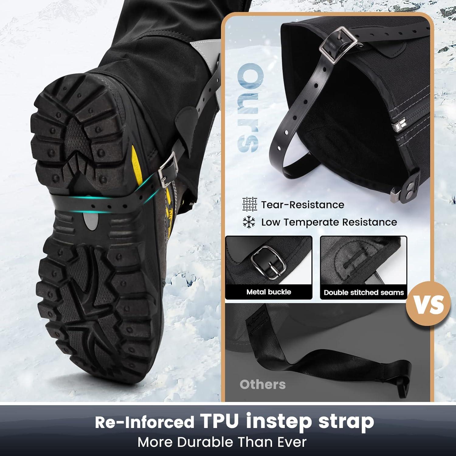 imageHikenture Hiking Gaiters with Upgraded Zipper Gaiters for Hiking Waterproof Lightweight Leg Shoe Gaiters for Men WomenBlack