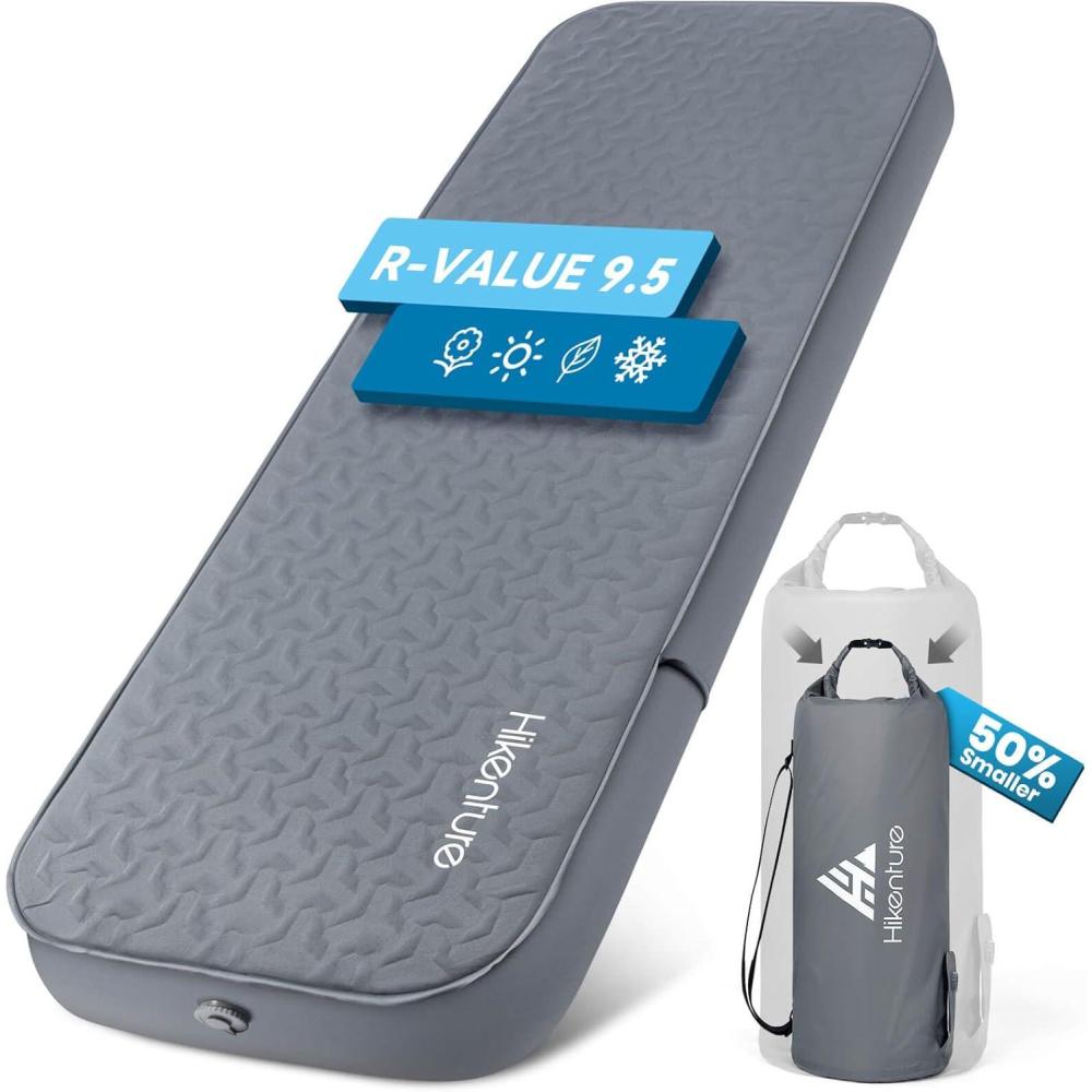 imageHikenture 4quot Thick Self Inflating Sleeping Pad Foam ampamp Air Camping Mattress 95 RValue Insulated Sleeping Mat Portable All Season Camping Pad for Tent Car Cot TruckSingle 8028