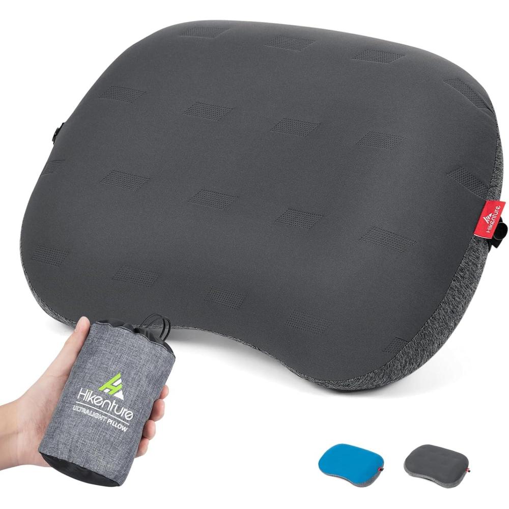 imageHikenture Camping Pillow Ultralight Inflatable Pillows with Removable Cover Compact Portable Backpacking Pillow Ergonomic Blow Up Camp Pillows Washable Air Pillow for Hiking Beach Travel GreyGray