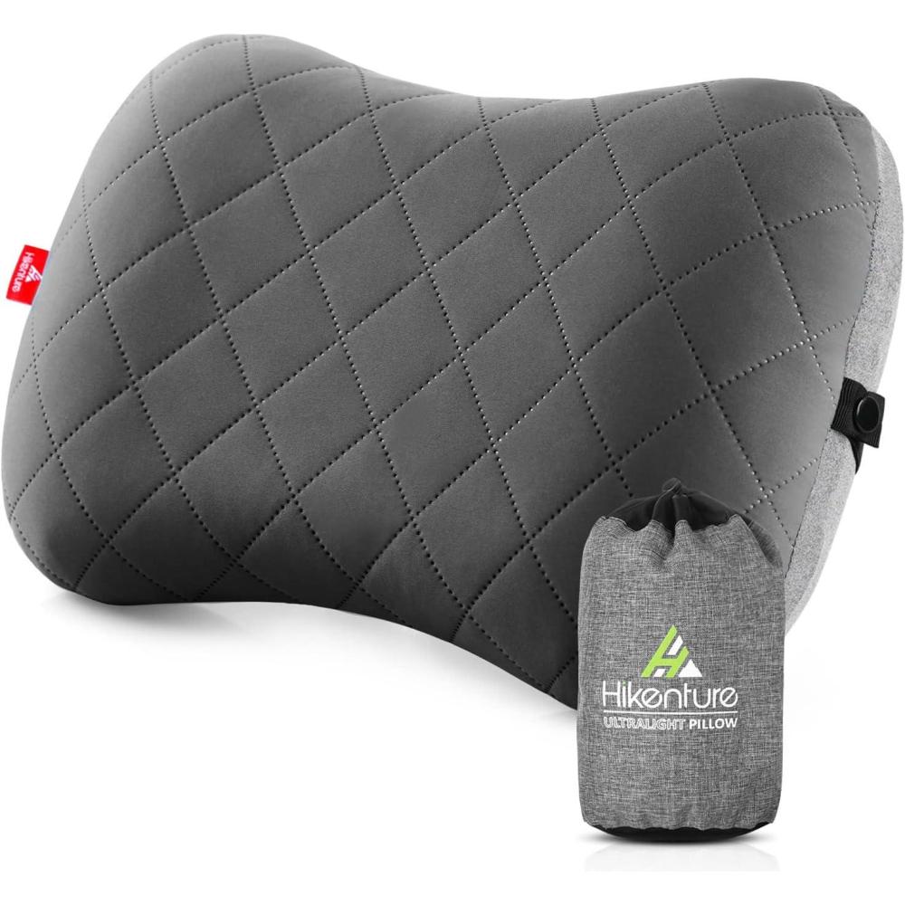 imageHikenture Camping Pillow with Removable Cover  Ultralight Inflatable Pillow for Neck Lumbar Support  Upgrade Backpacking Pillow  Washable Travel Air Pillows for Camping Hiking BackpackingGrey