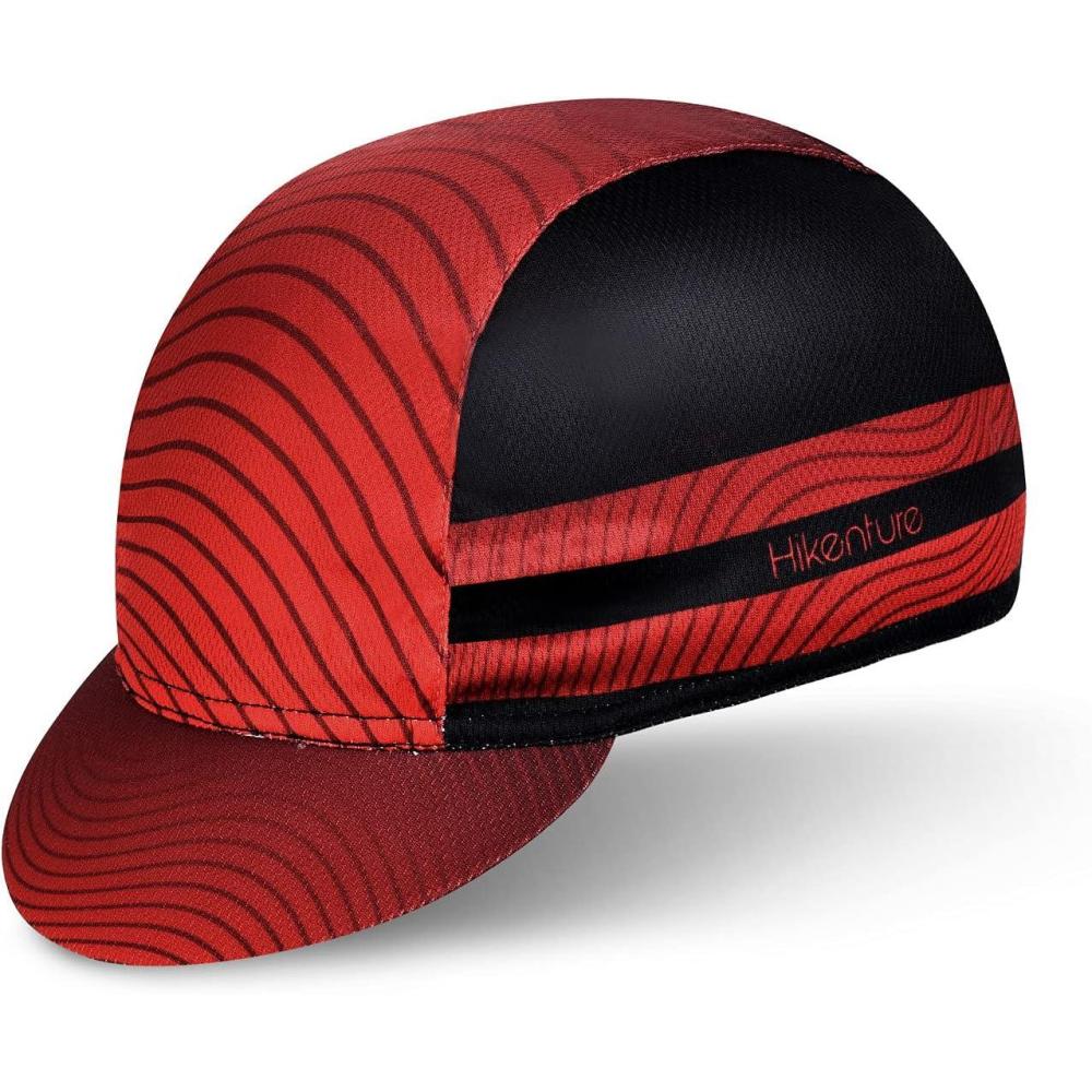 imageHikenture Cycling CapCooling Skull Cap Bike Hat with Sun Visor Summer Breathable Helmet Liner Biking Cap for Men WomenRed