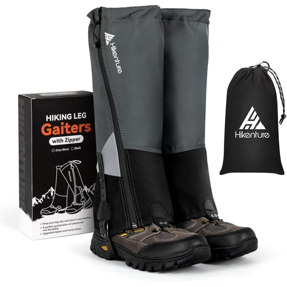 imageHikenture Gaiters for Hiking Waterproof Leg Gaiters with Upgraded Zipper Design Lightweight Shoe Gaiters for Men Women DirtProof Ripstop Hiking Gaiters Breathable Boot Gators for Hunting