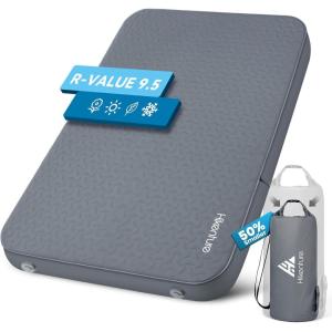 Hikenture 4″ Thick Self Inflating Sleeping Pad, Foam & Air Camping Mattress, 9.5 R-Value Insulated Sleeping Mat, Portable All Season Camping Pad for Tent, Car, Cot, Truck(Full (80″×53″))