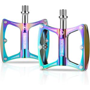 Hikenture Bike Pedal Adapter 9/16″ to 1/2″ Bicycle Pedals Chrome Molybdenum Steel (Pair)(Rainbow New)
