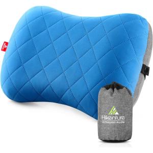 Hikenture Camping Pillow with Removable Cover – Ultralight Inflatable Pillow for Neck Lumbar Support – Upgrade Backpacking Pillow – Washable Travel Air Pillows for Camping, Hiking, Backpacking(Blue)